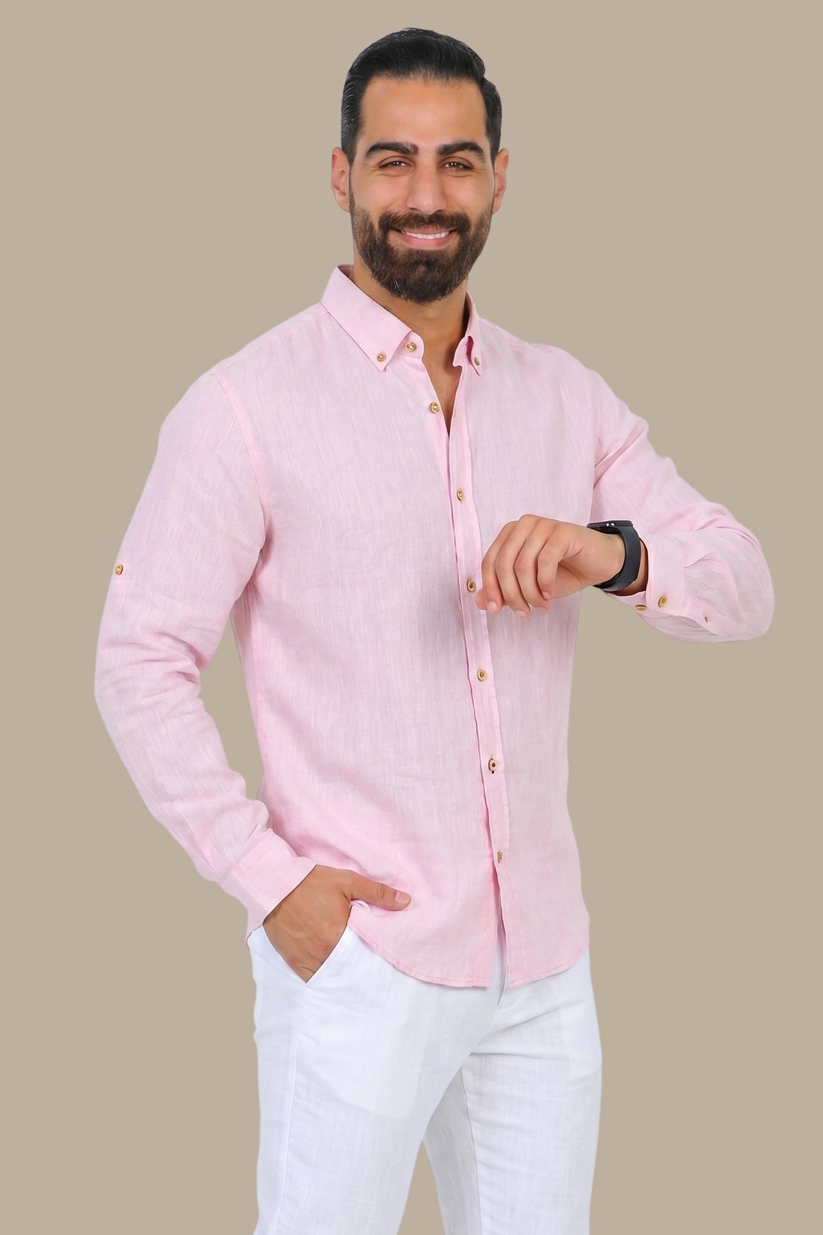 Linen Basic Collar Shirt