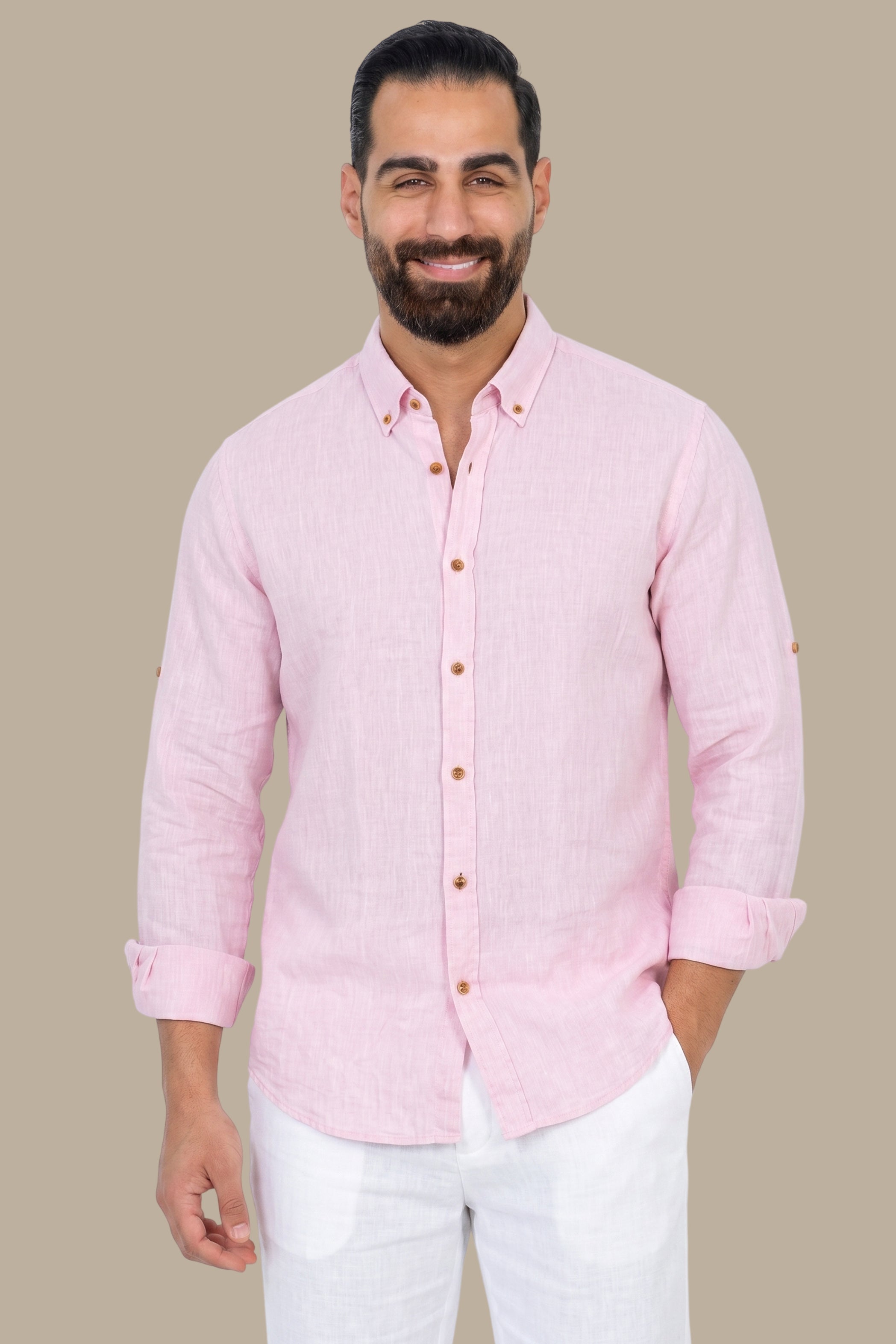 Linen Shirt Collar – Pink