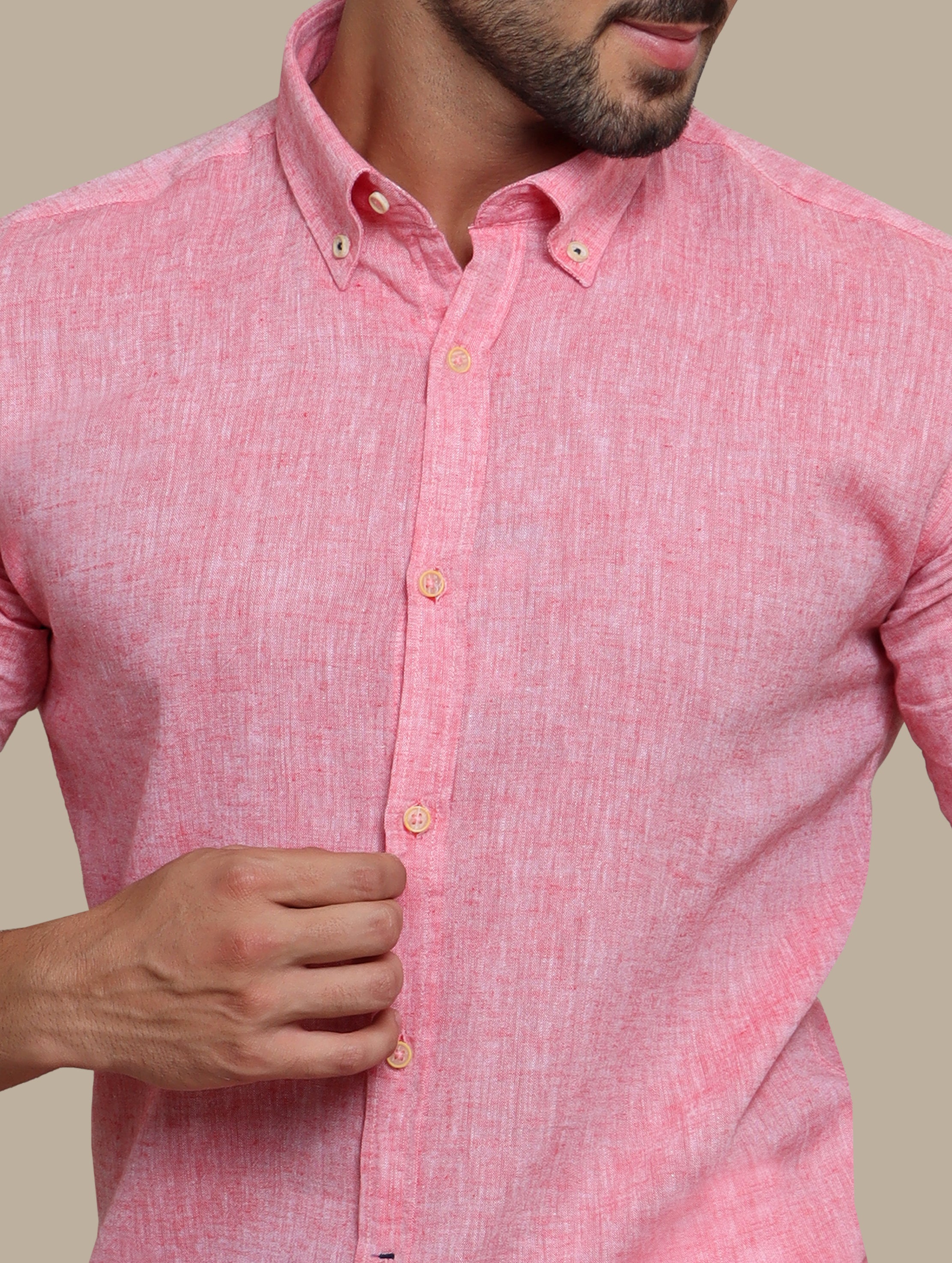 Shirt Linen Basic Colar | Coral