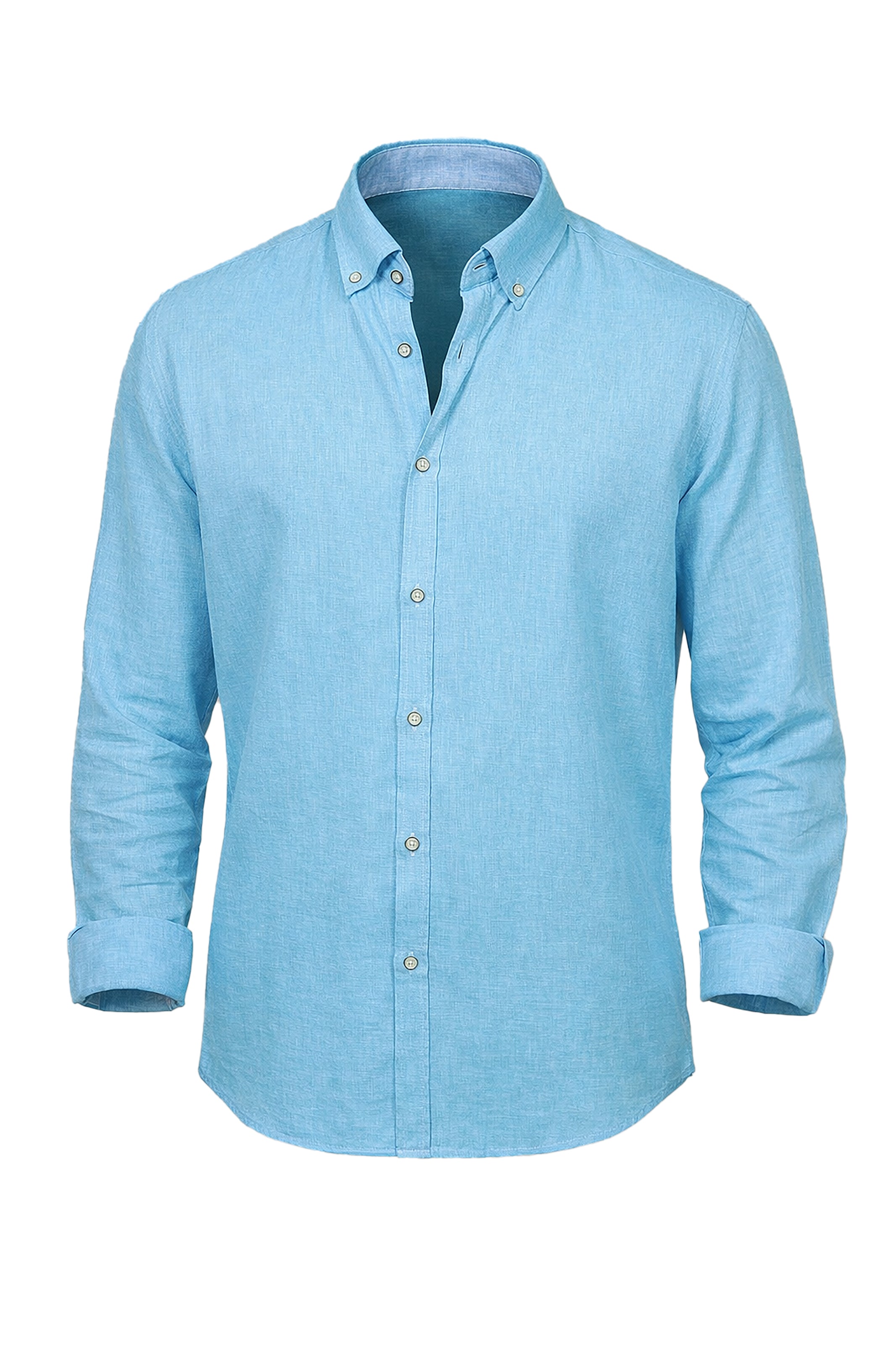 Shirt Linen Collar Printed Inside | Turquoise