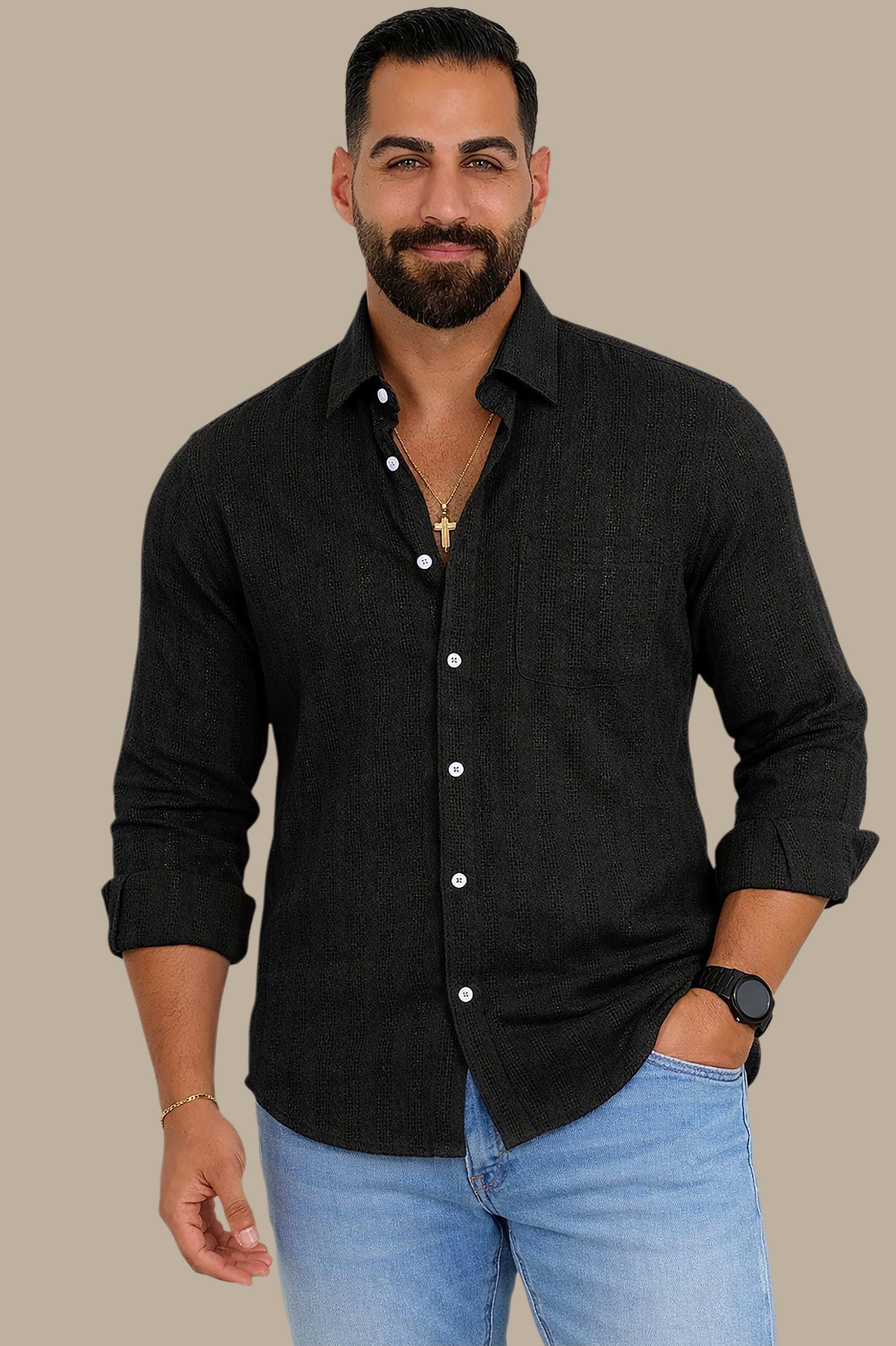 Shirt Canvas With Pocket | Black