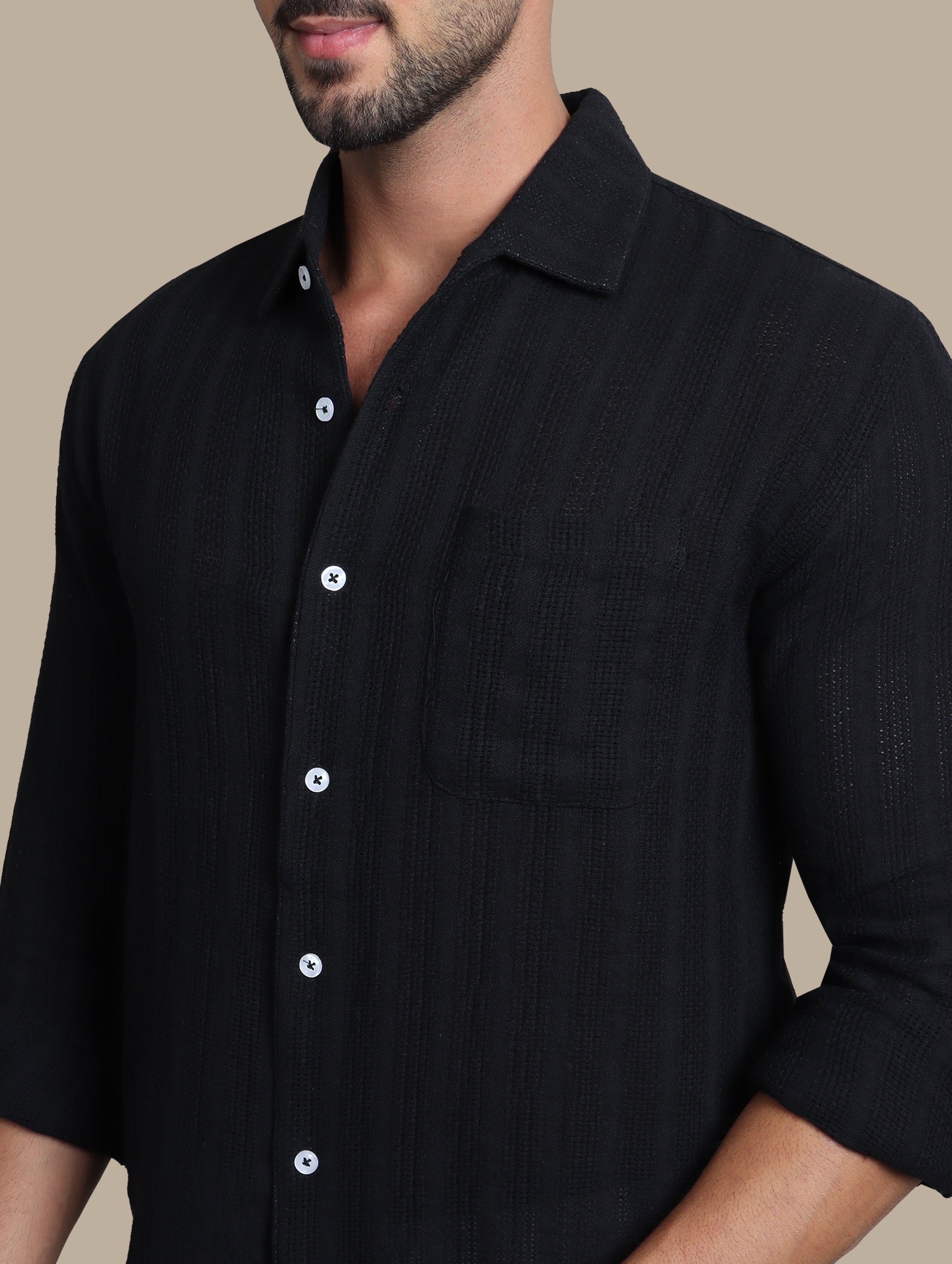 Shirt Canvas With Pocket | Black