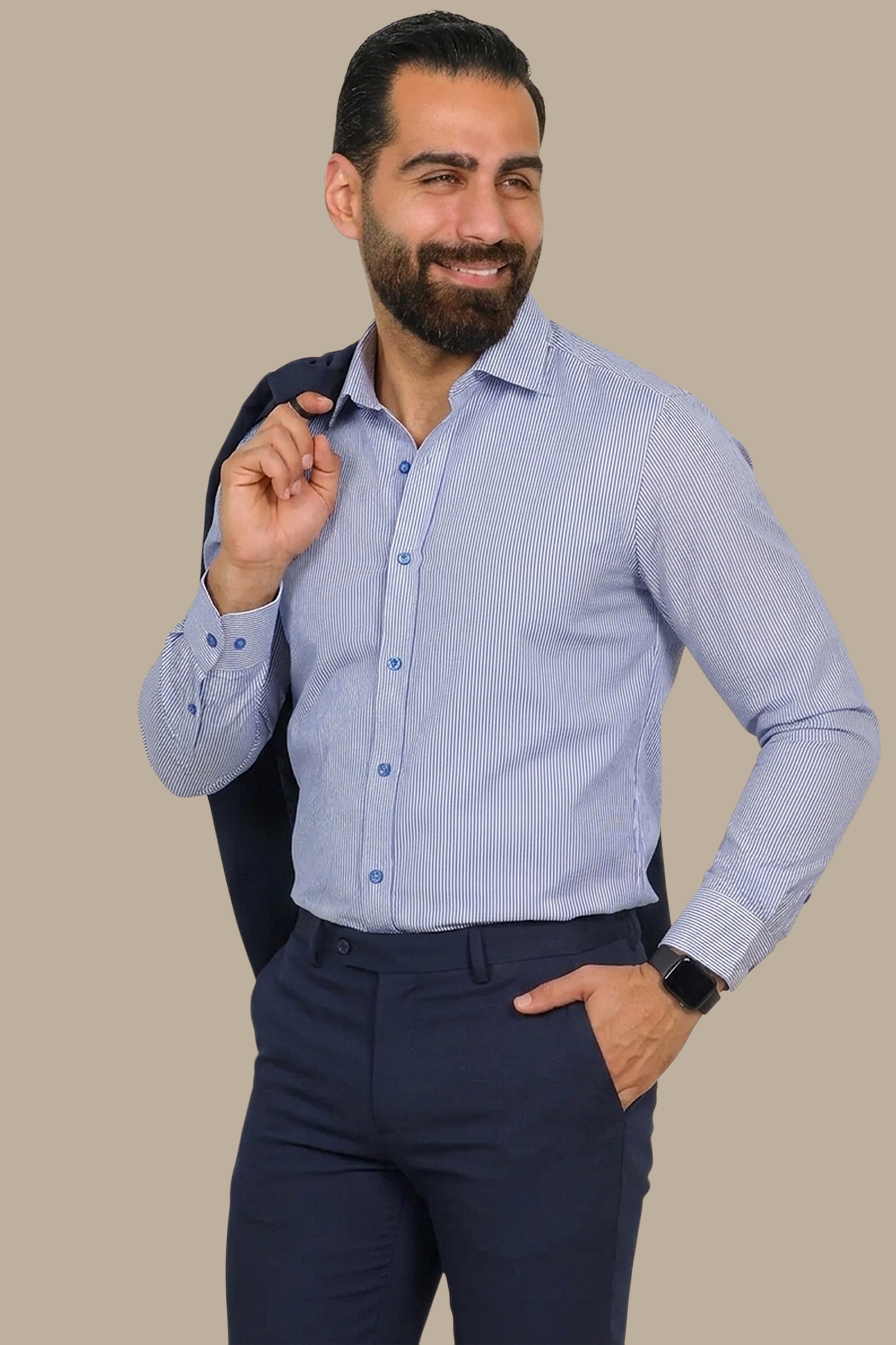 Navy Pinstripe Shirt: Classic Charm