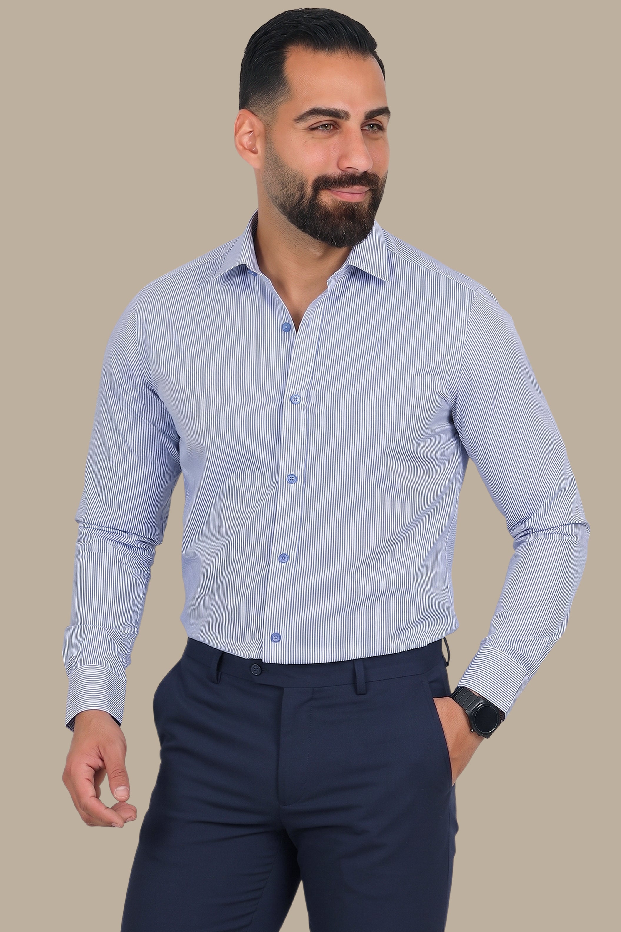 Navy Pinstripe Shirt: Classic Charm