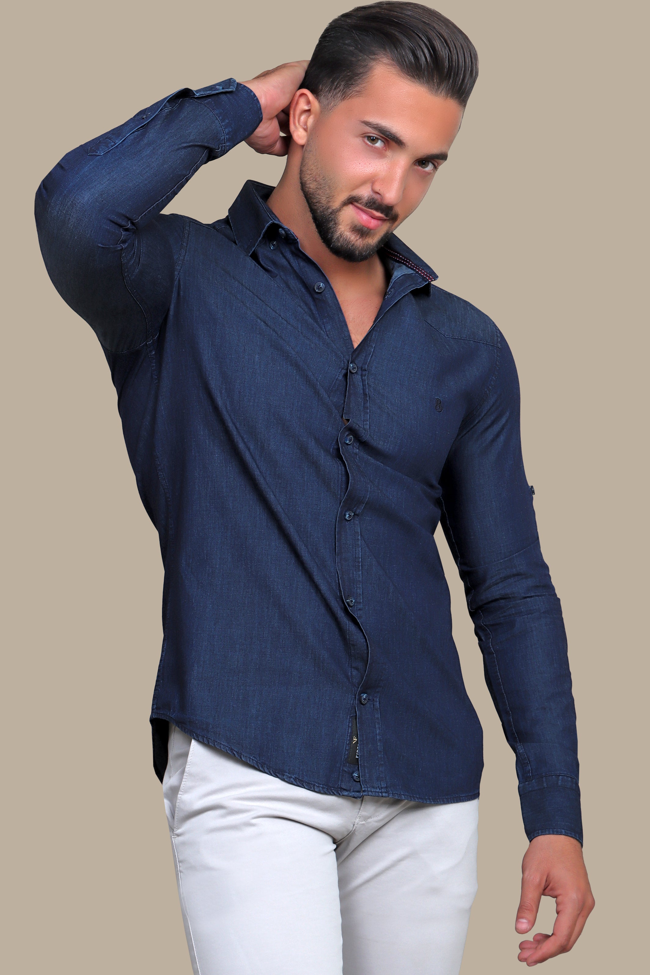 Shirt Denim Inside Print | Dark Blue