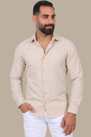 Beige Chambray Slim Shirt