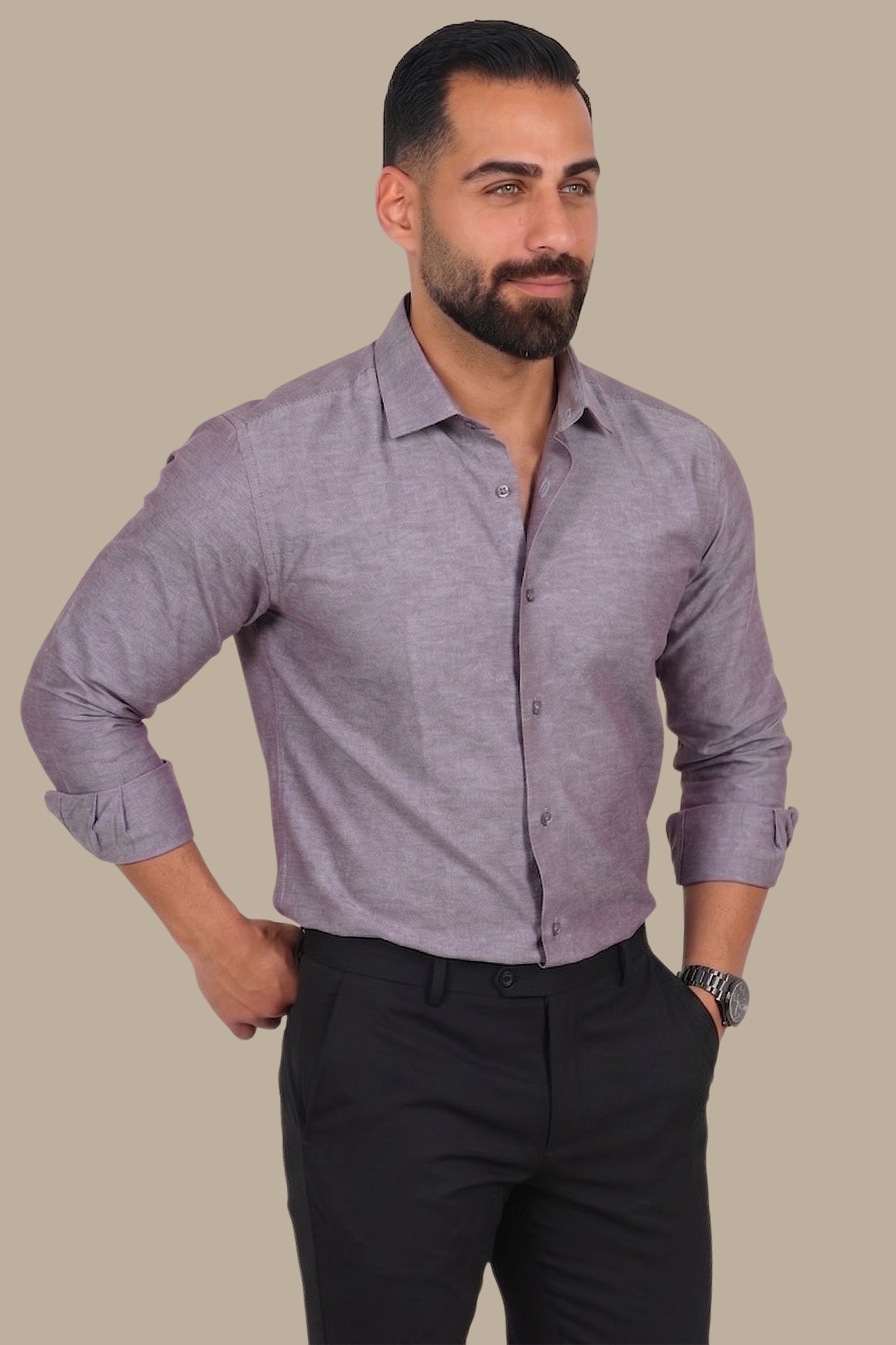 Shirt Chambray Slim Fit | Brown