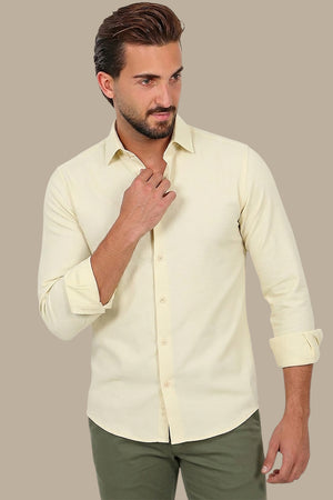 Sunshine Slim Fit: Yellow Chambray Shirt