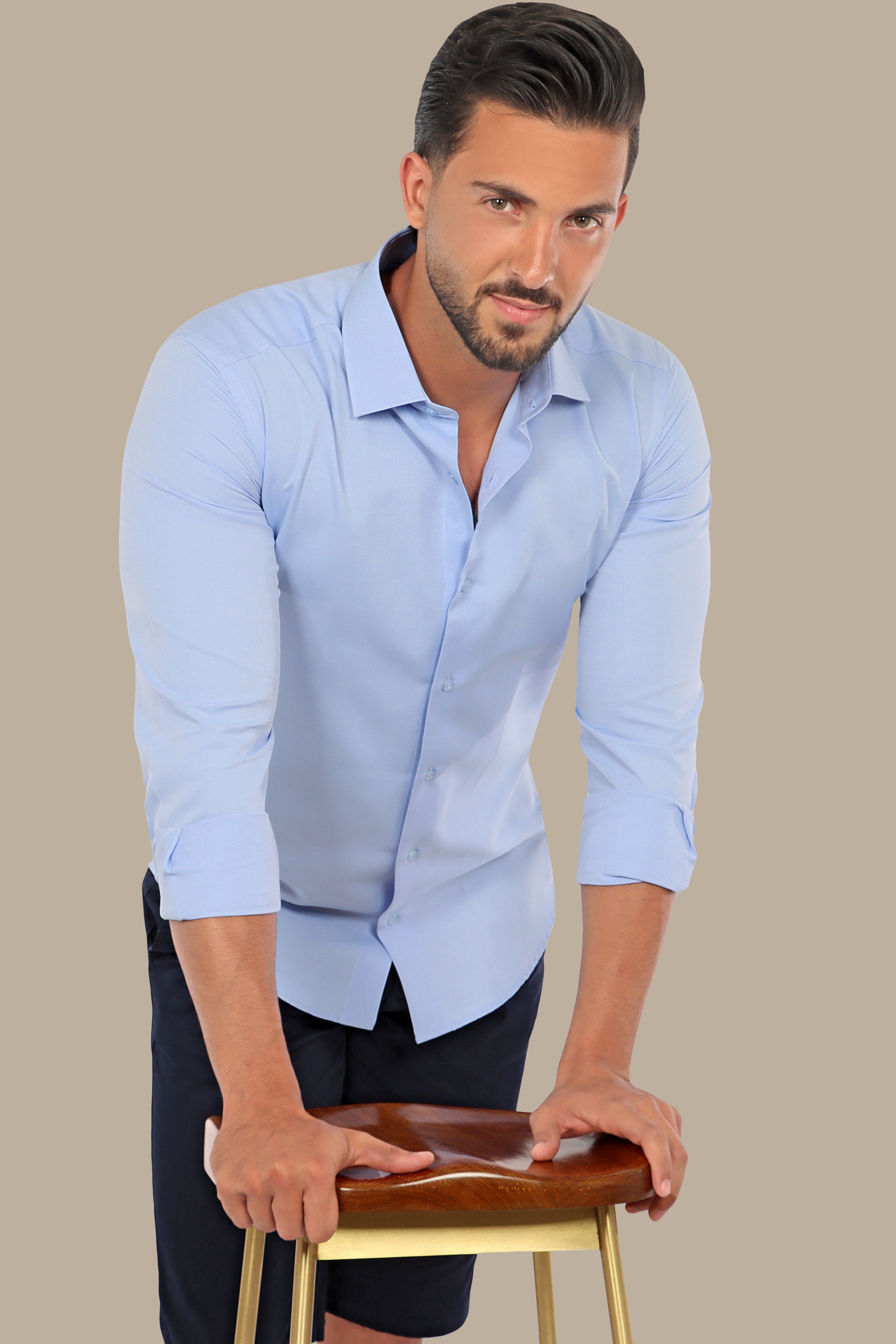 Blue Horizon: Chambray Slim Fit Shirt for Effortless Elegance