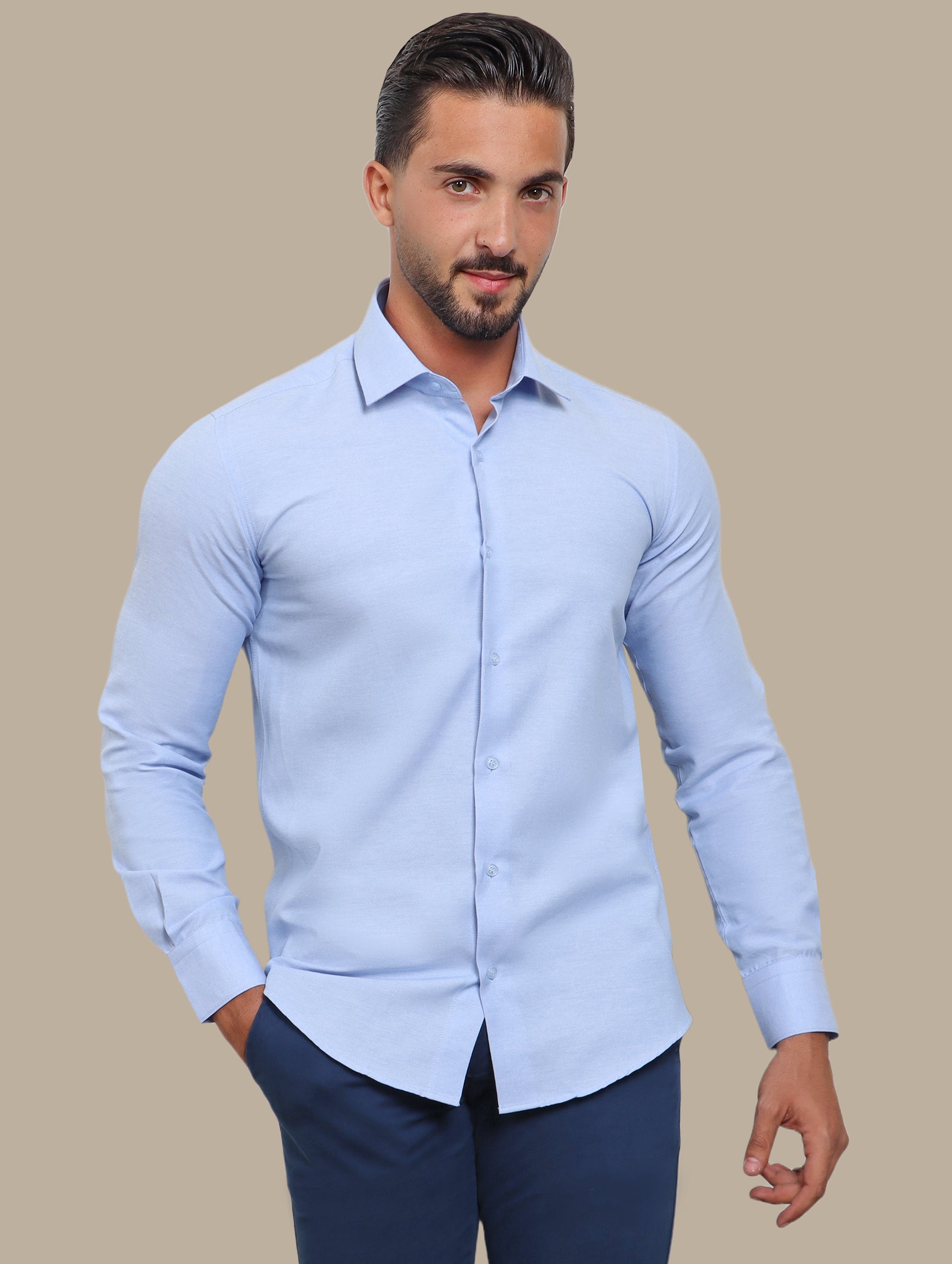 Shirt Chambray Slim Fit | Aqua
