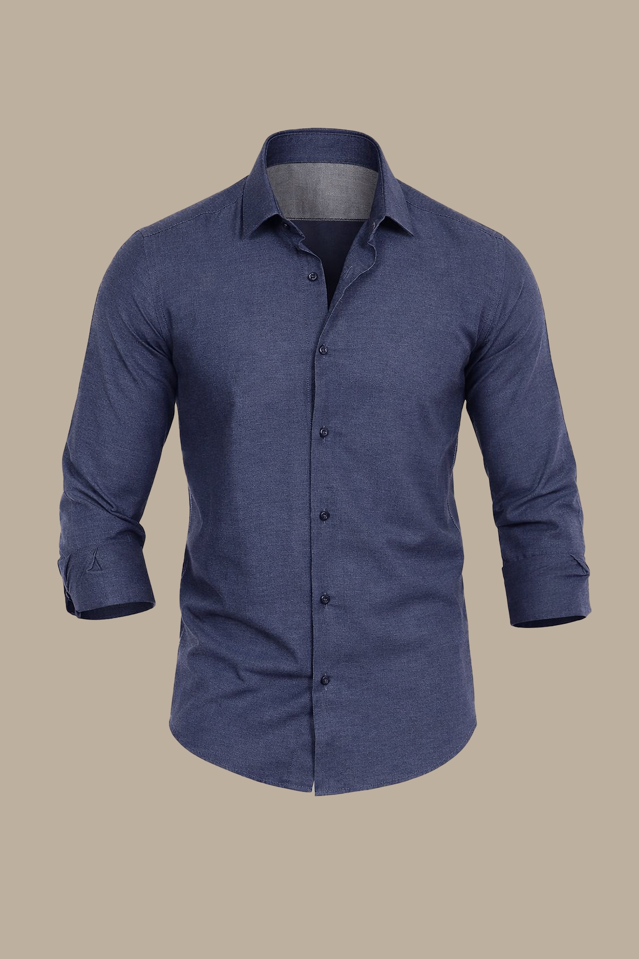 Modern Sophistication: Petrol Slim Fit Chambray Shirt
