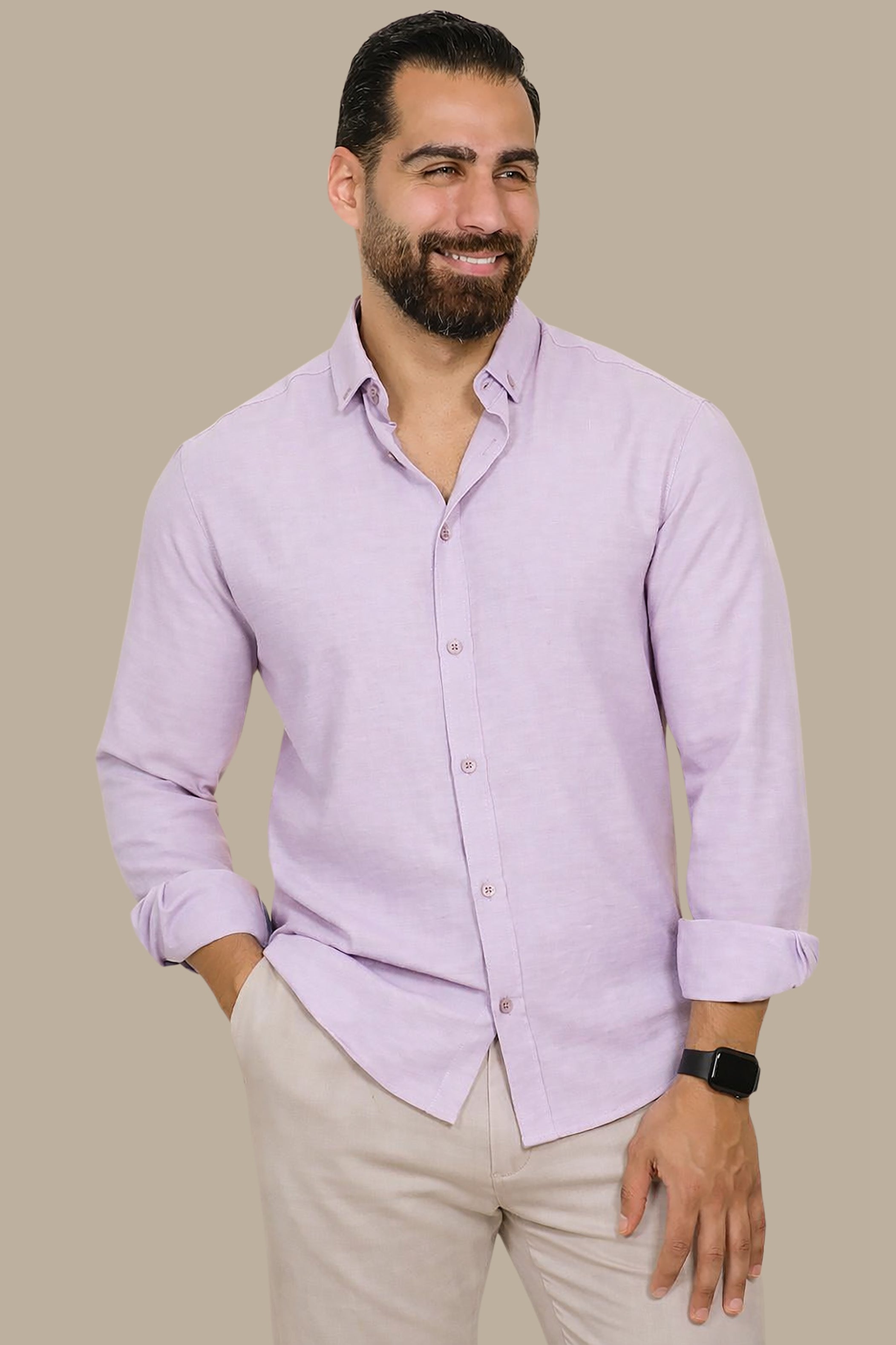 Modern Elegance: Pink Slim Chambray Shirt