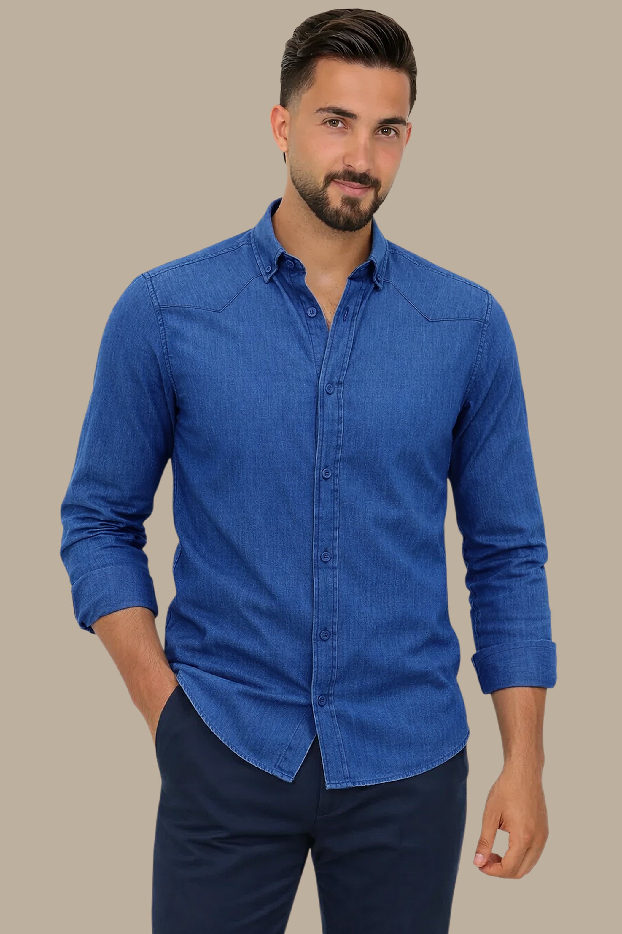 Casual Blue Denim Shirt