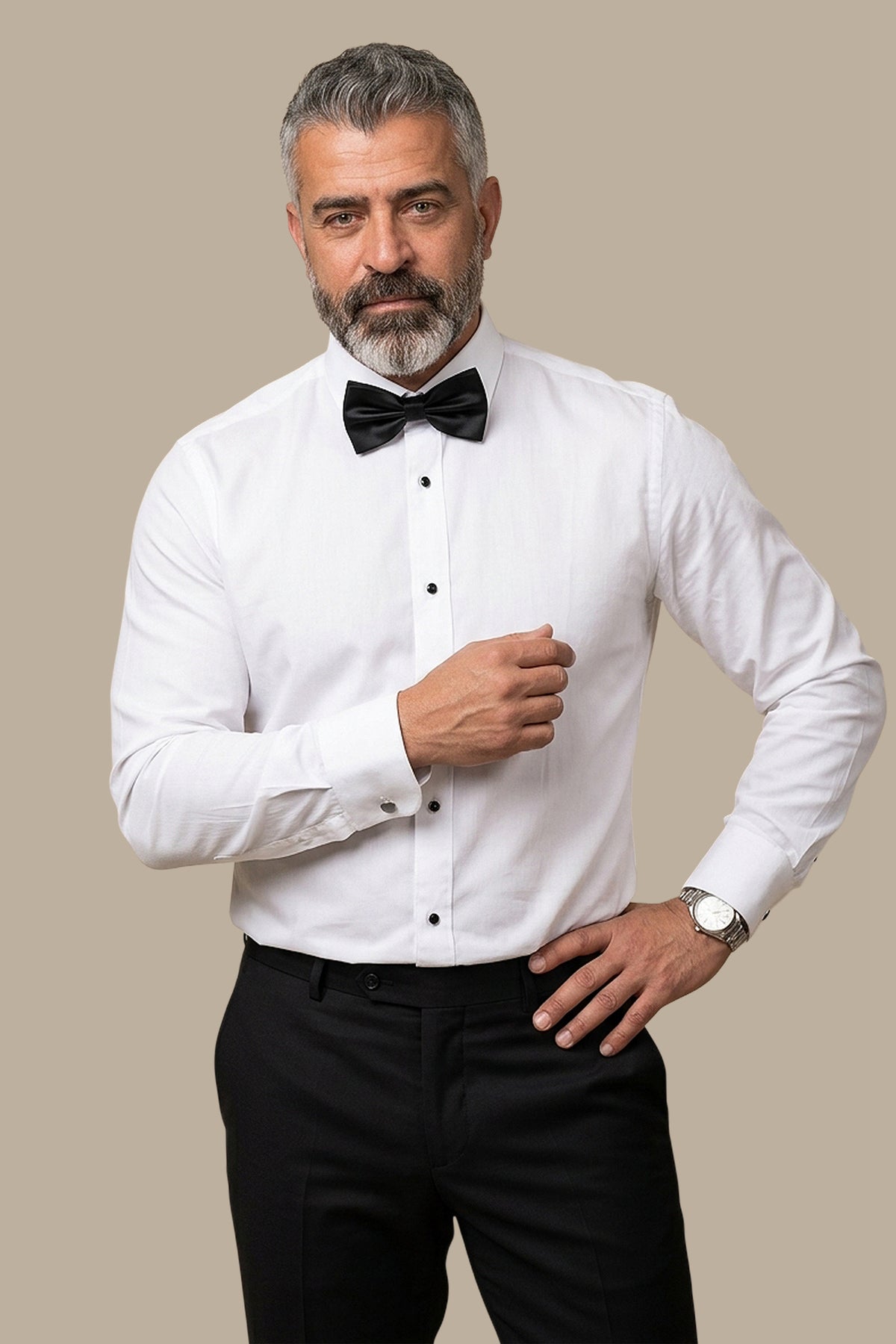 Tuxedo Shirt with White Buttons