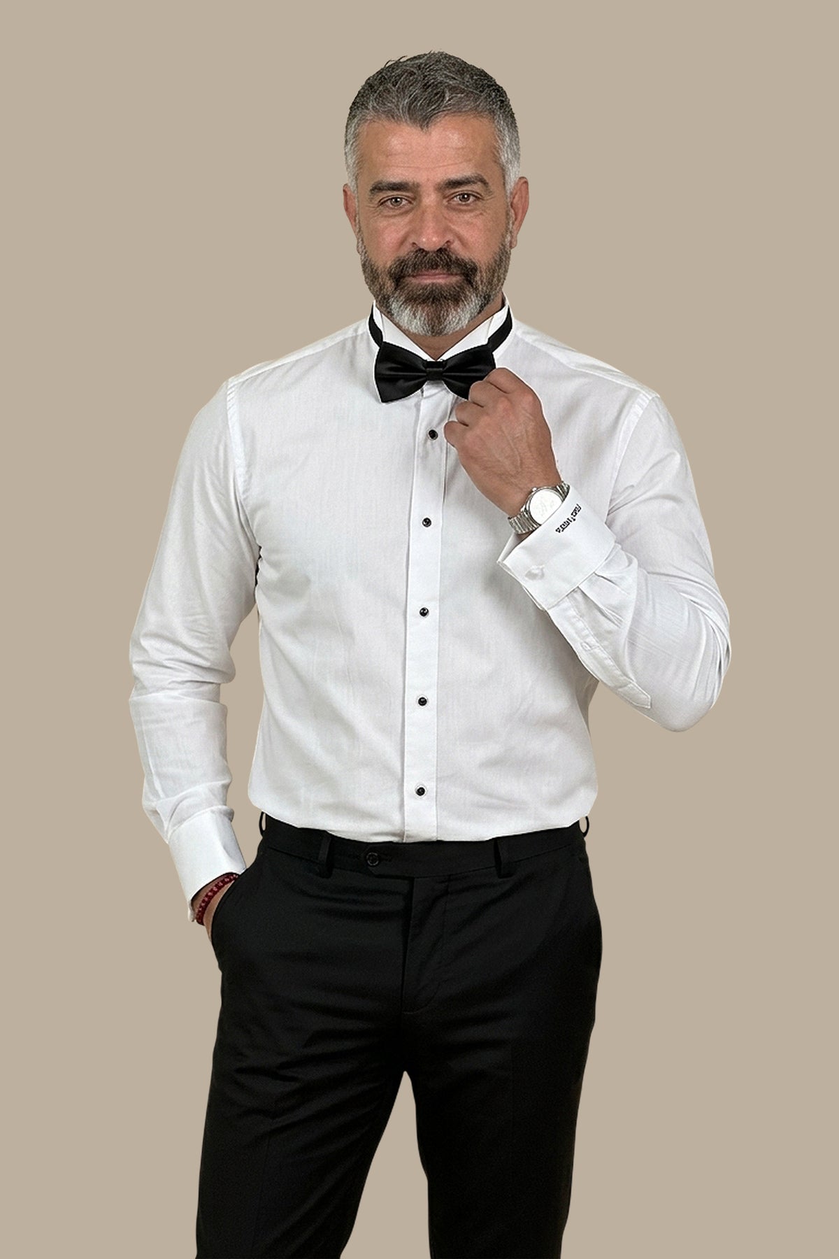 Tuxedo Shirt with White Buttons