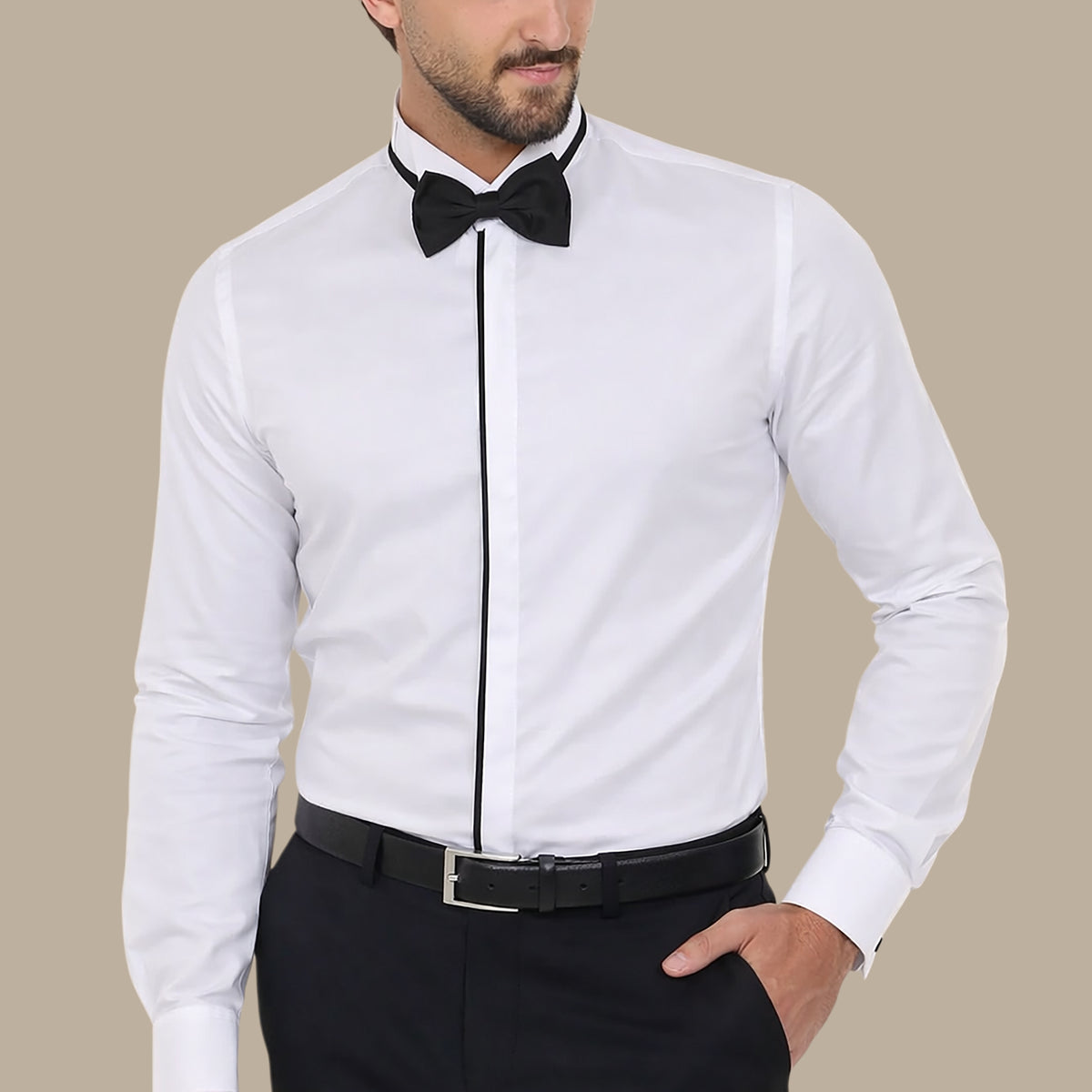 white dress shirt with black buttons White French Cuff Blouse: Womens Cotton Dress Shirt With Black Buttons