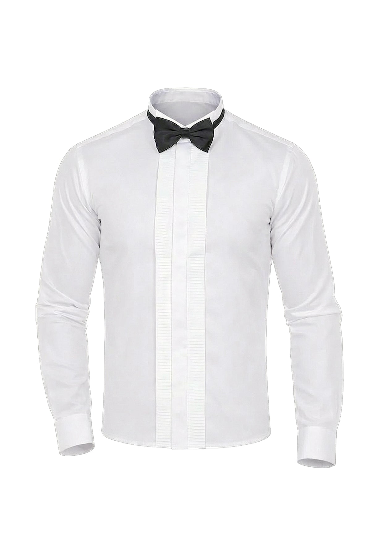 White Pleated Tuxedo Shirt