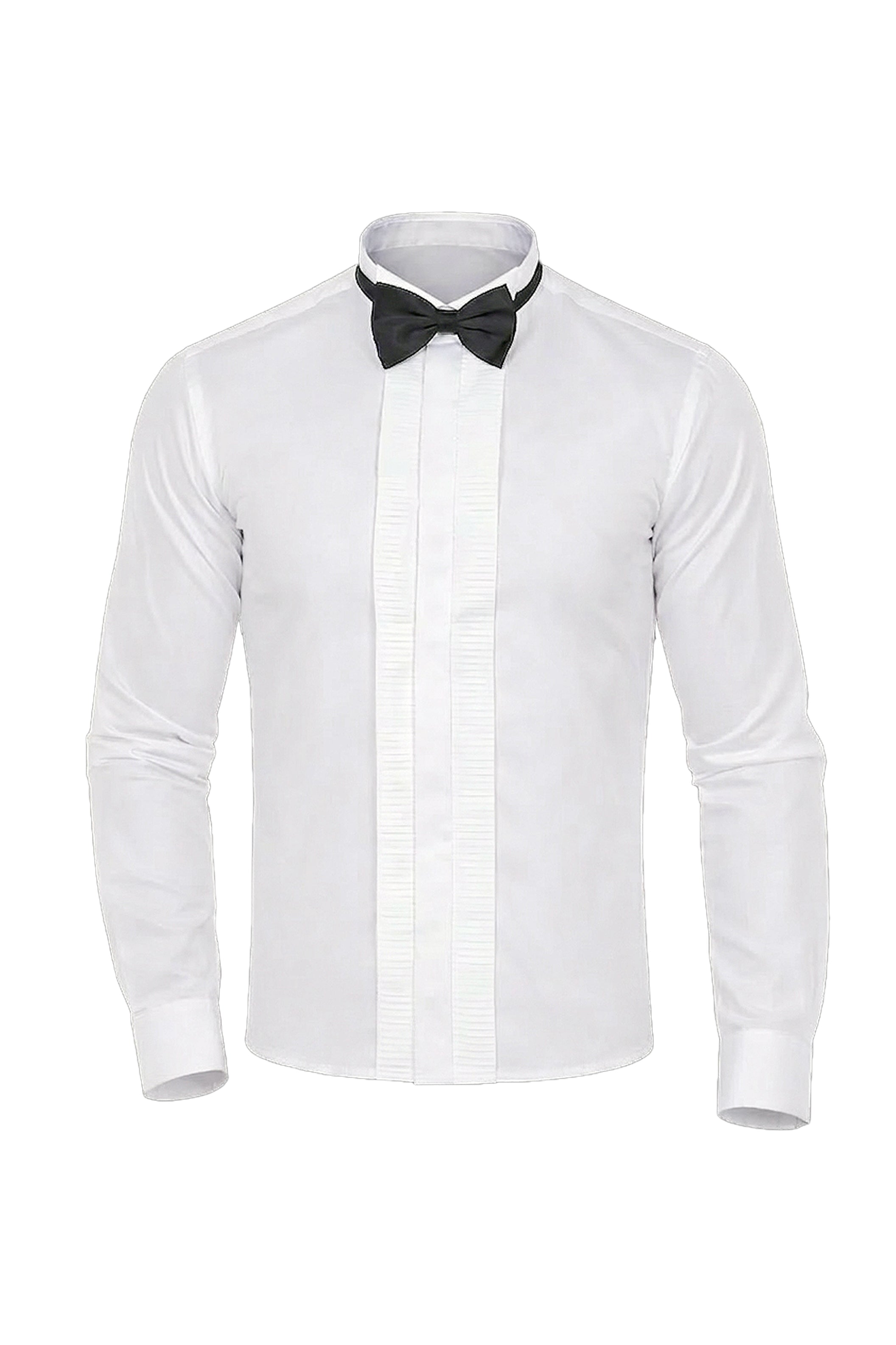 White Pleated Tuxedo Shirt