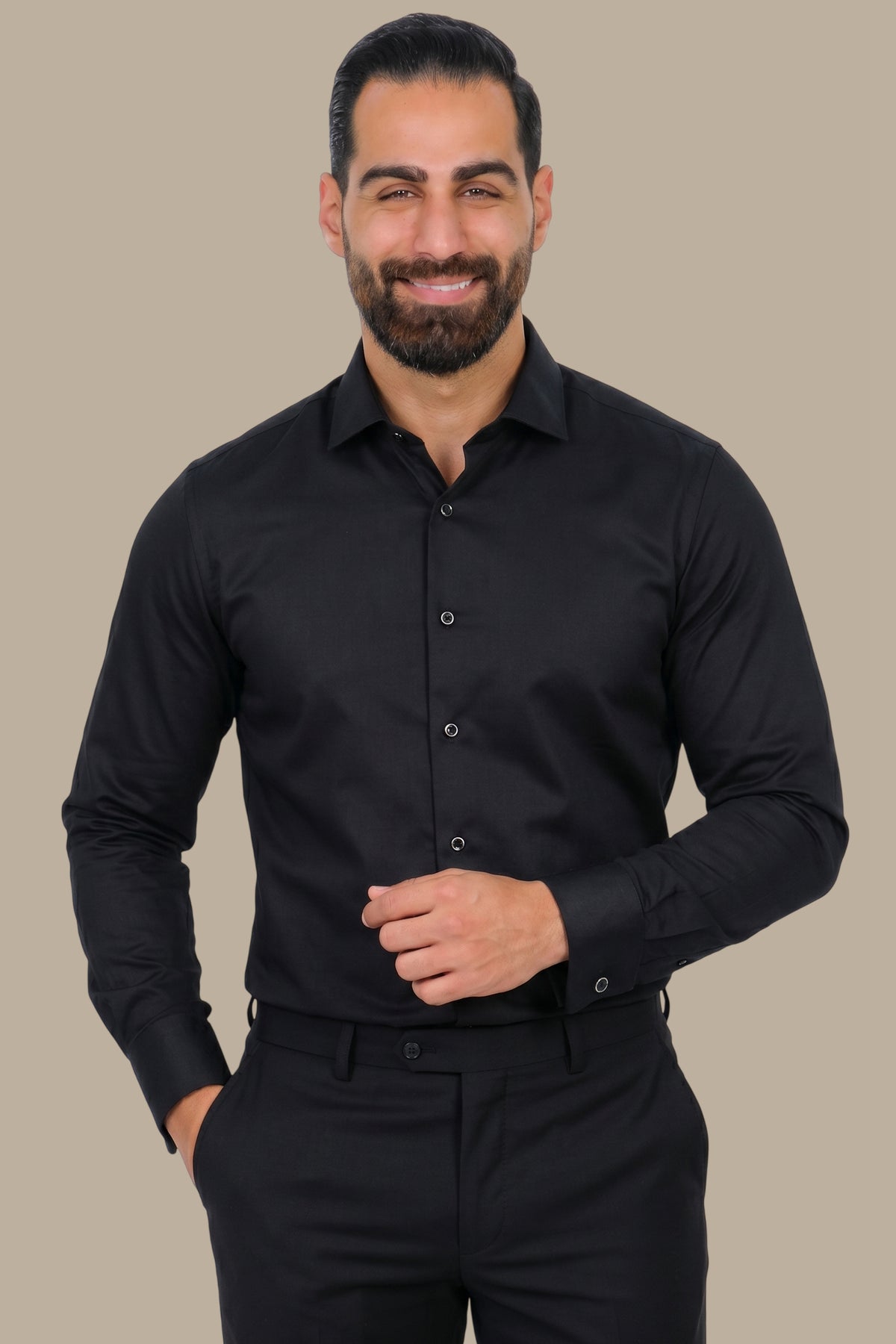 Shirt Tuxedo Col Cassé Black