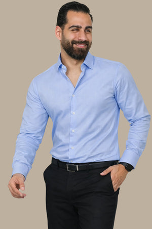 Classic Comfort: Soft Oxford Blue Shirt