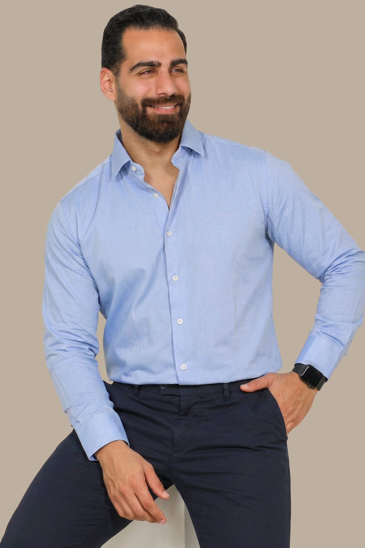 Classic Comfort: Soft Oxford Blue Shirt