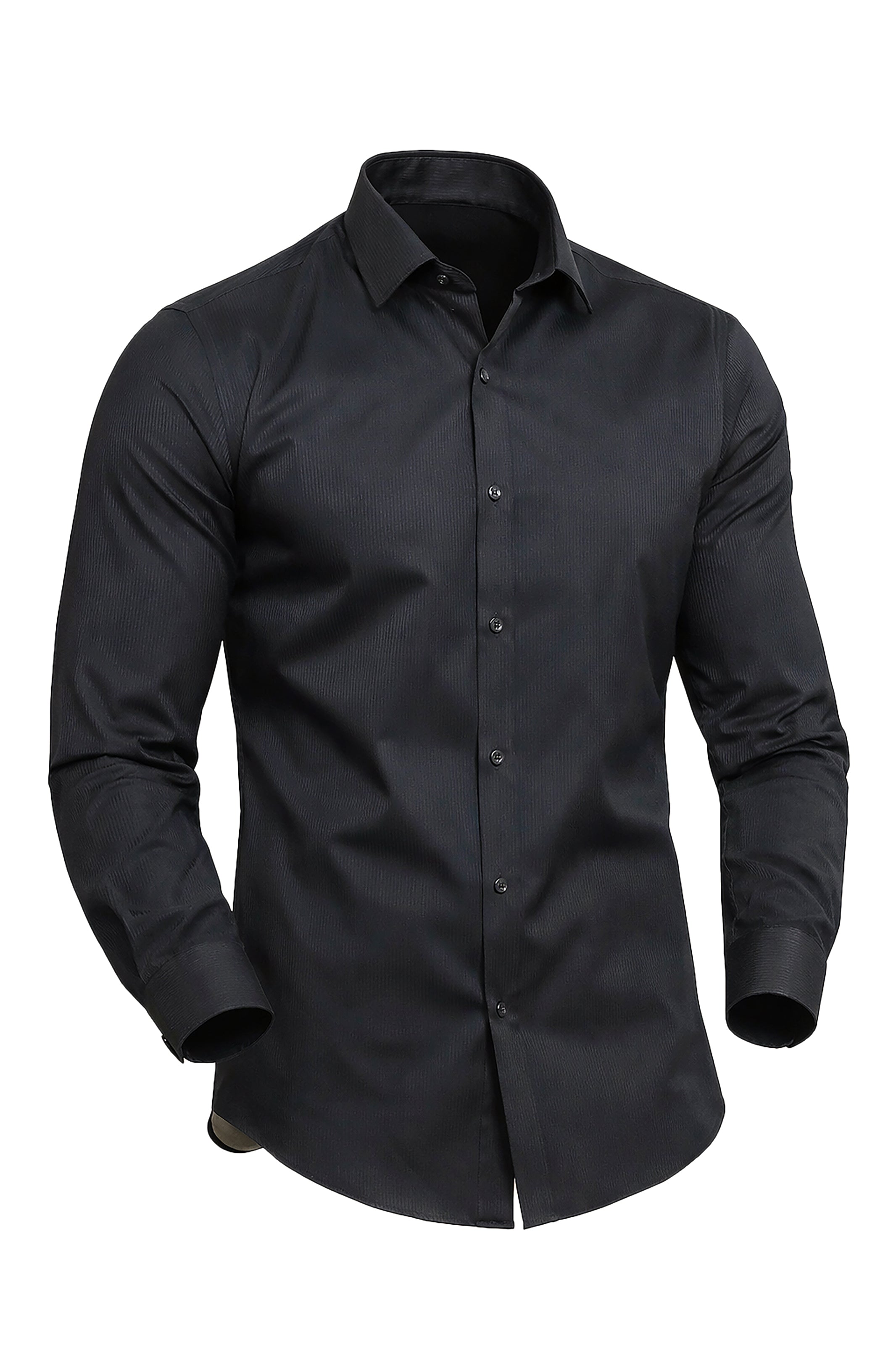 Urban Edge: Black Structured Stripe Shirt