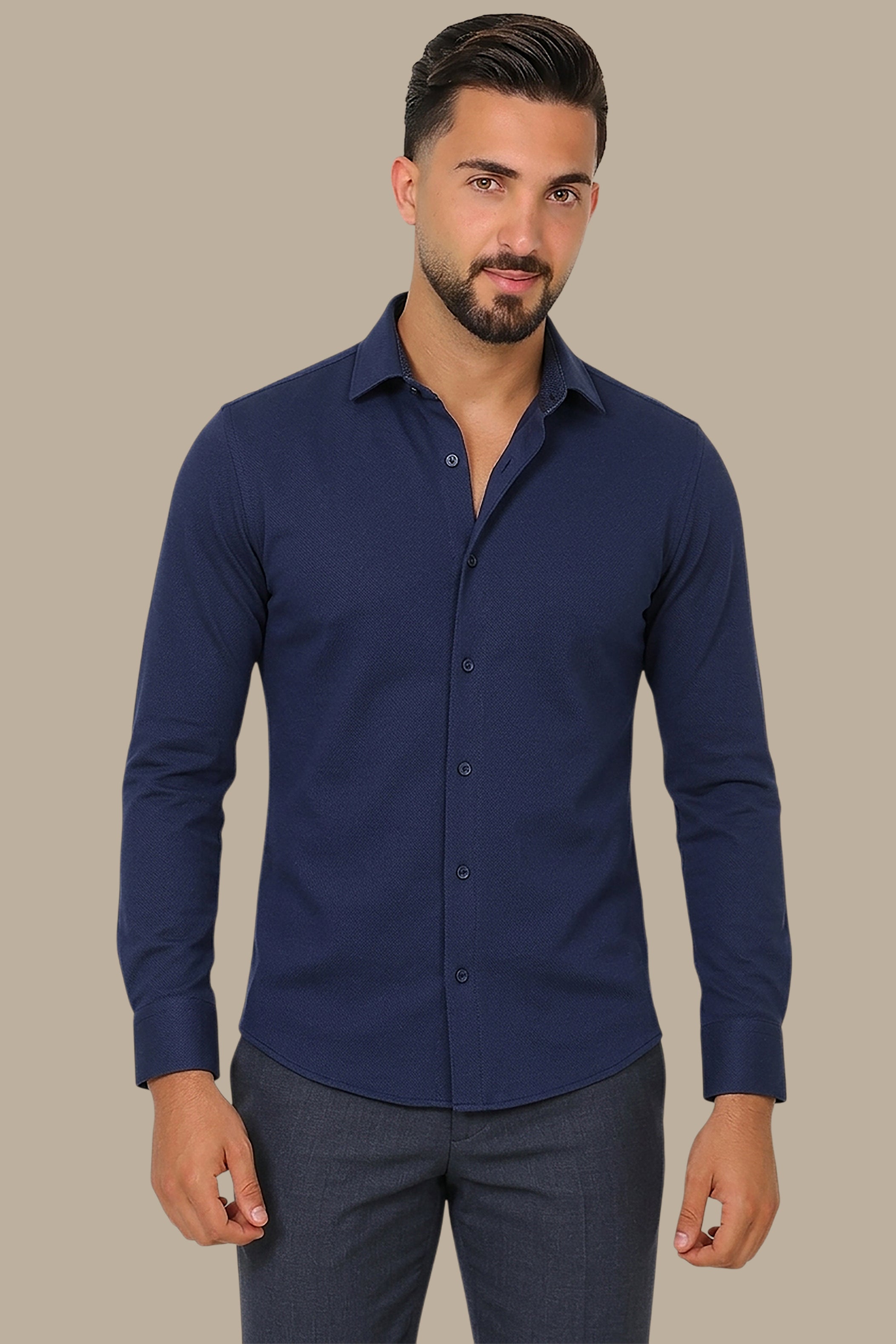 Navy Slim Oxford Shirt