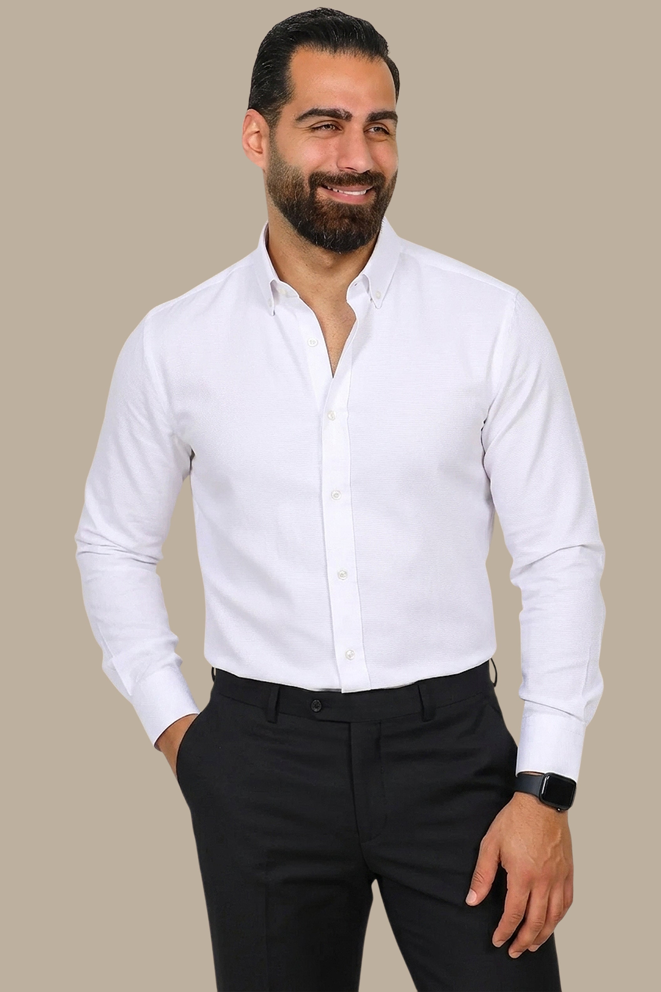 White Slim Fit Oxford Shirt