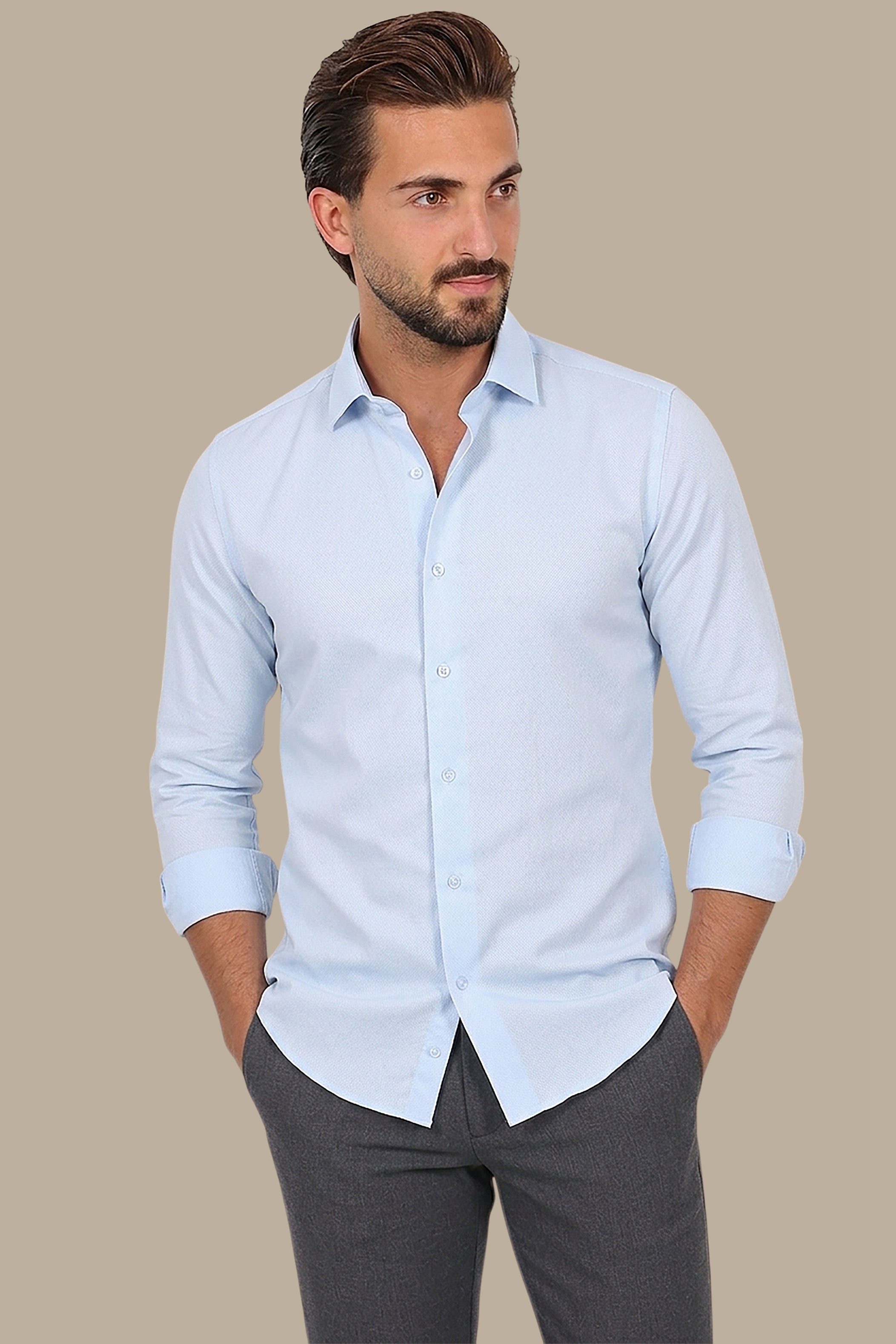 Classic Light Blue Slim Fit Oxford Shirt