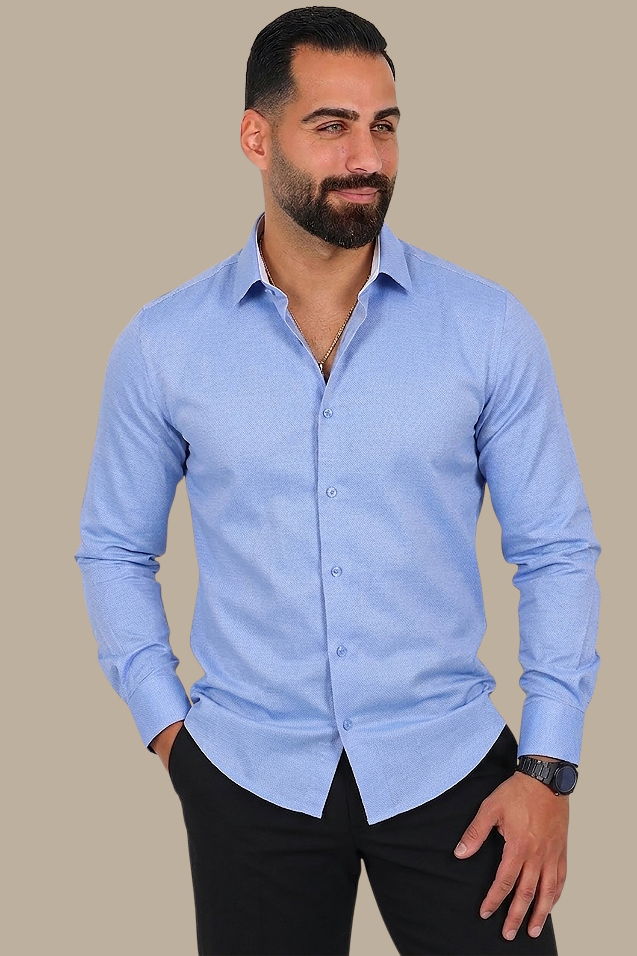 Dark Blue Oxford Slim Fit Shirt