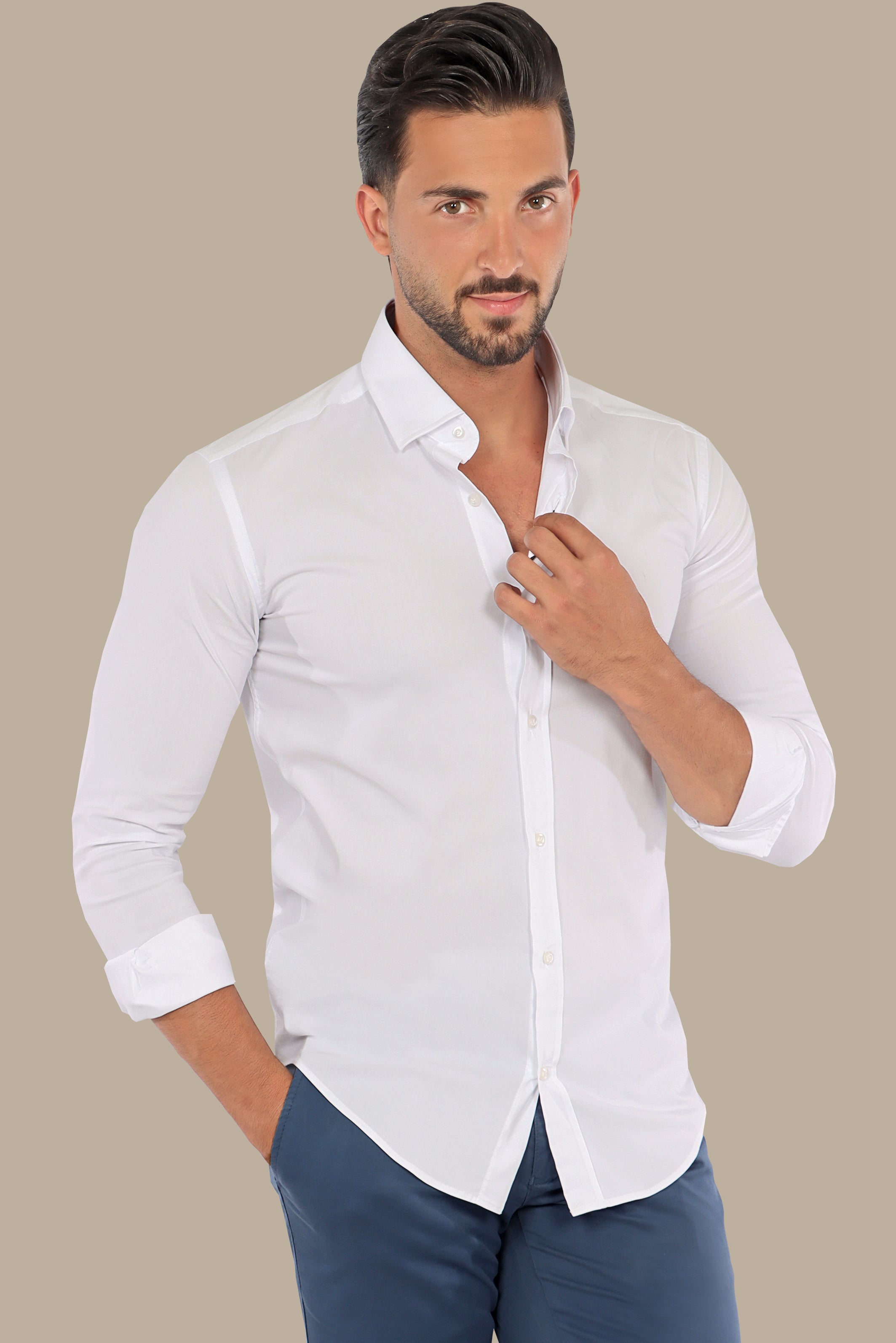 Pure Elegance: Classic White Lycra Shirt