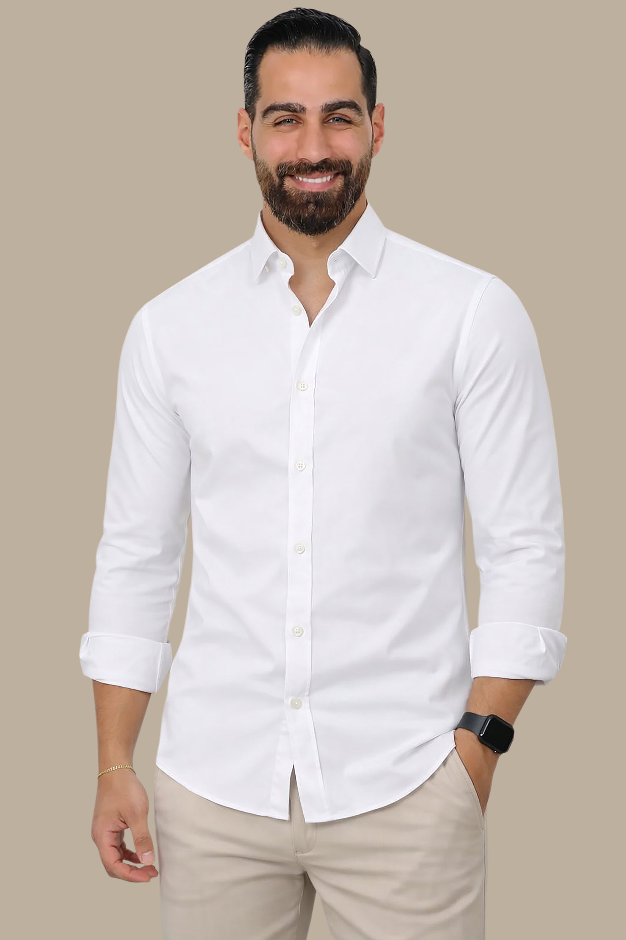 Pure Elegance: Classic White Lycra Shirt