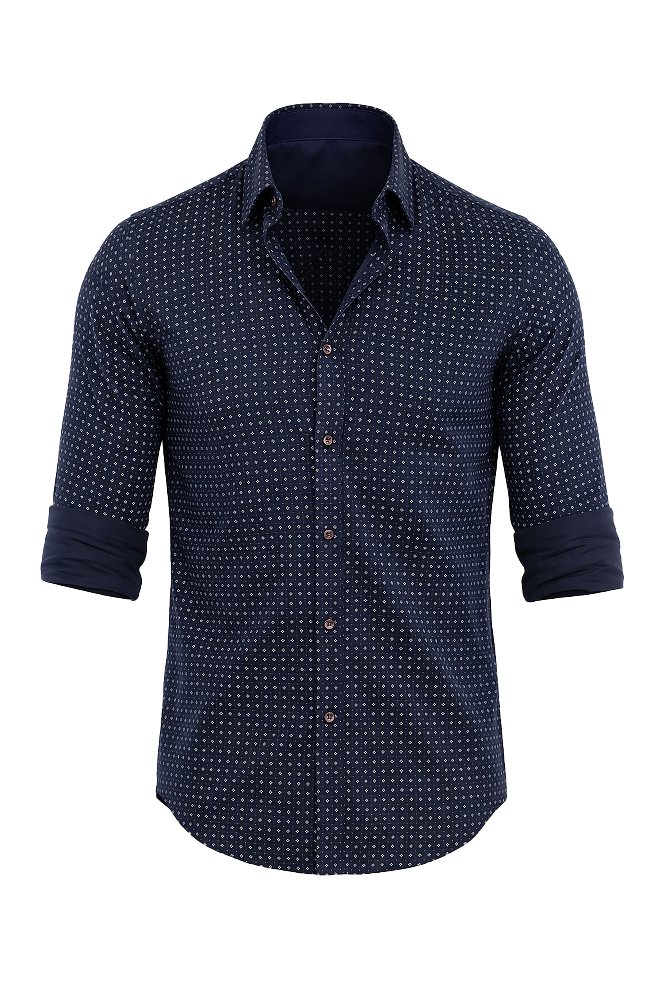 Contemporary Charm: Navy Square Print Shirt