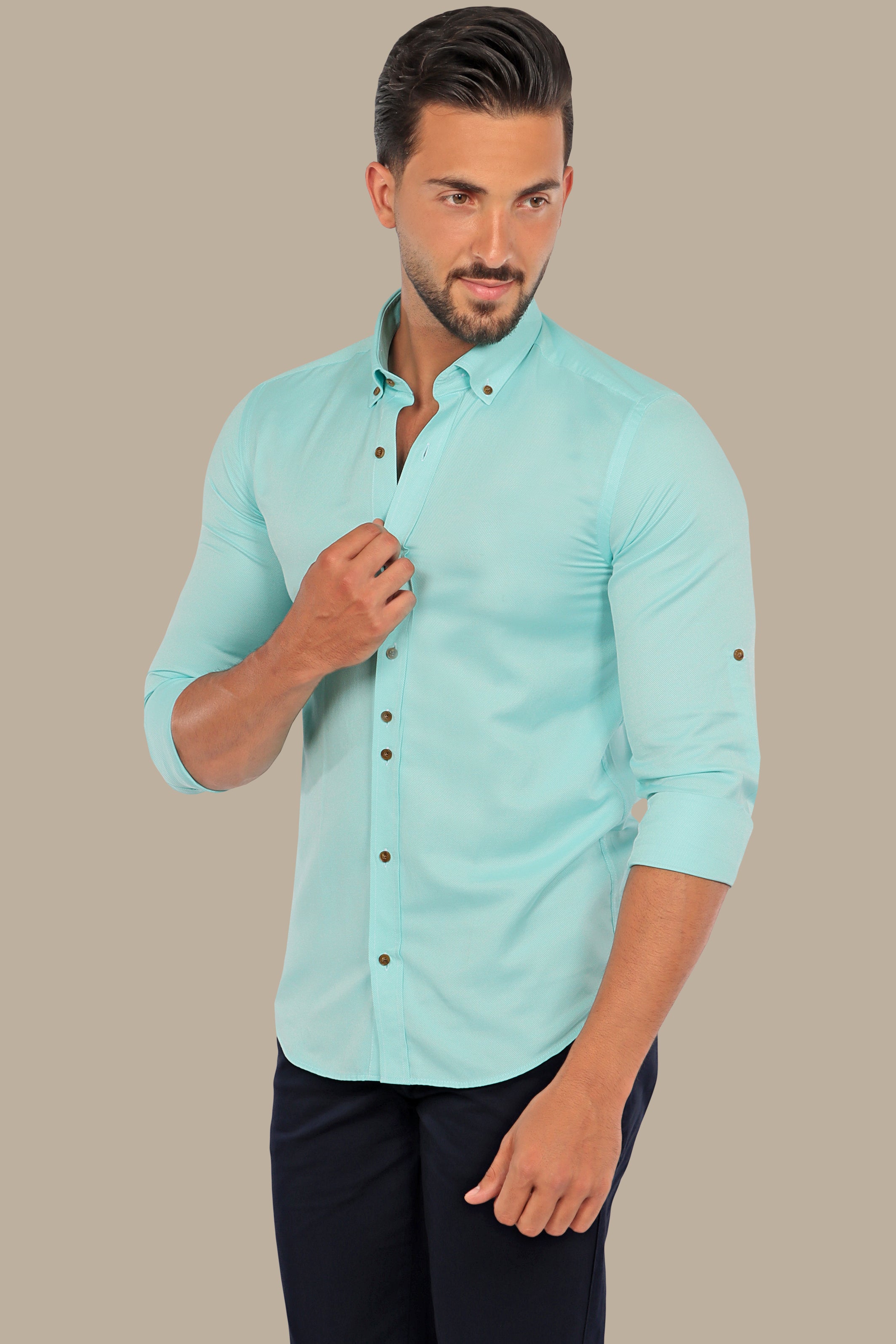 Aqua Oxford Casual Shirt