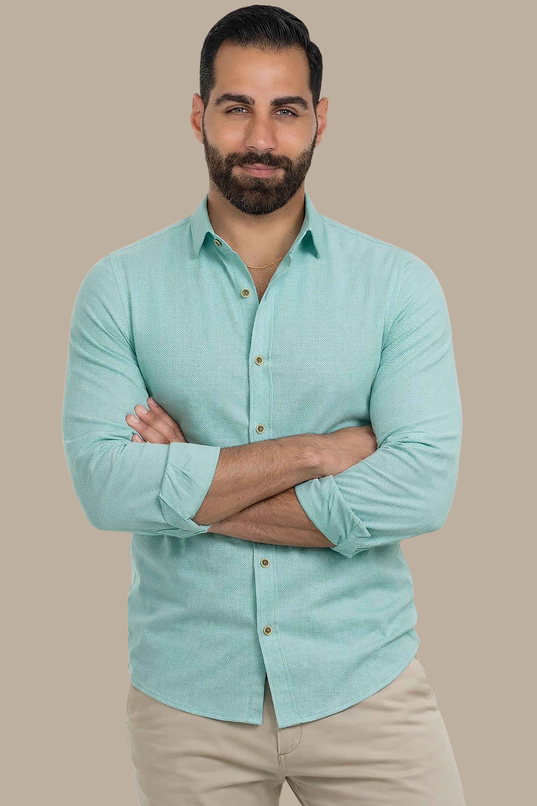 Aqua Oxford Casual Shirt