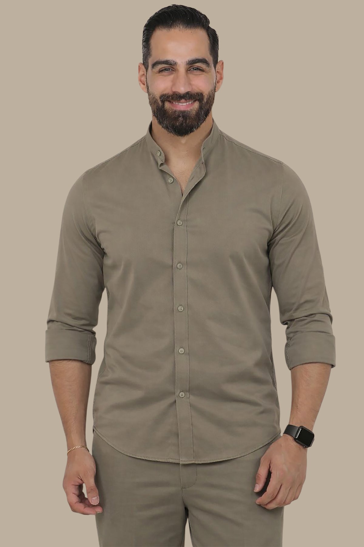 Shirt Lycra Mao Collar Casual