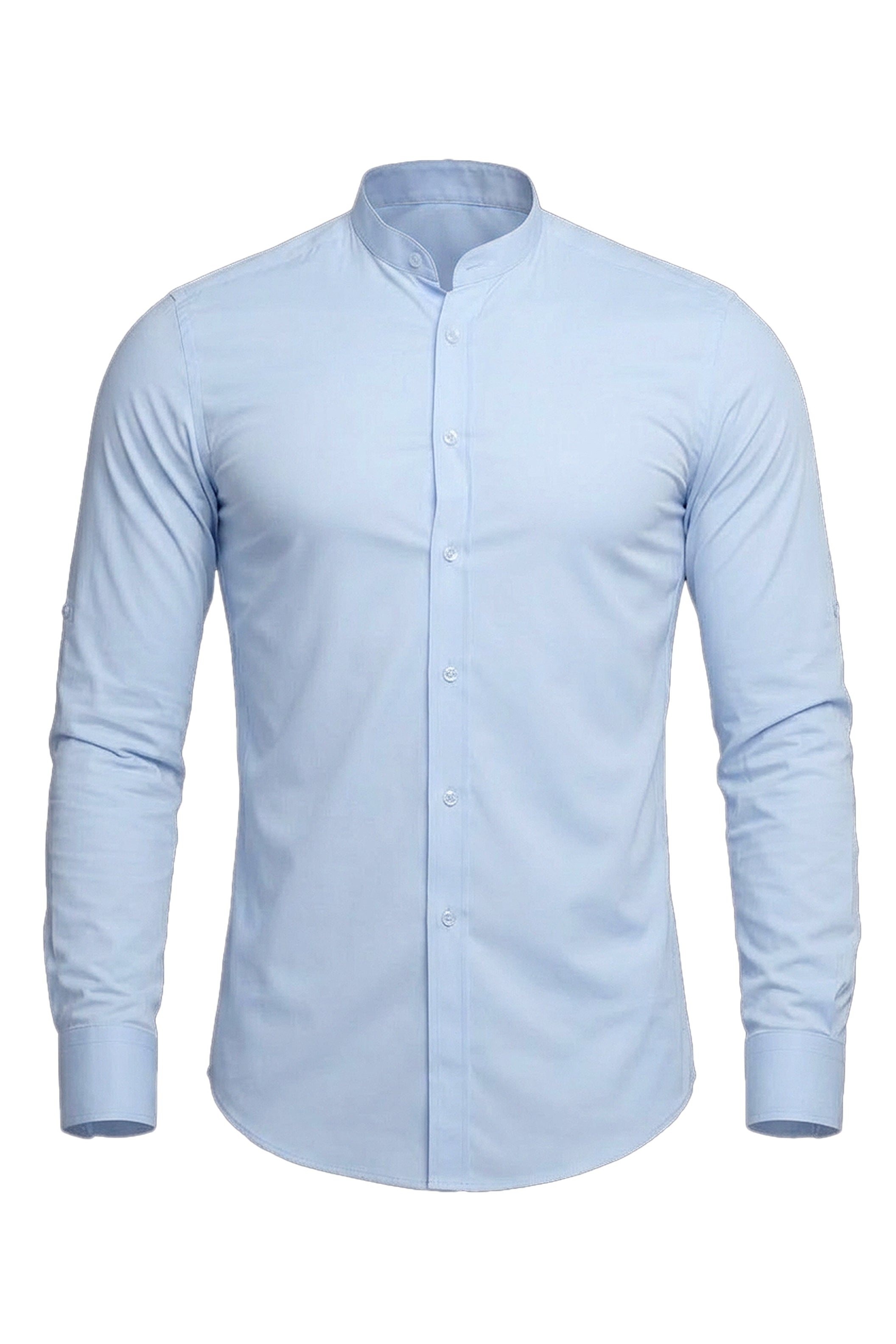 Light Blue Lycra Col Mao Casual Shirt