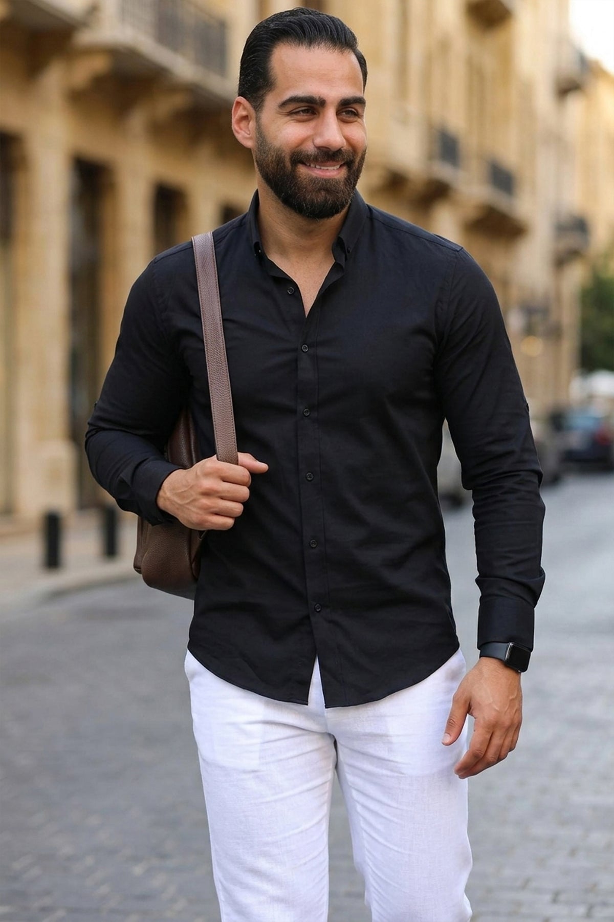 Shirt Lycra Mao Collar Casual