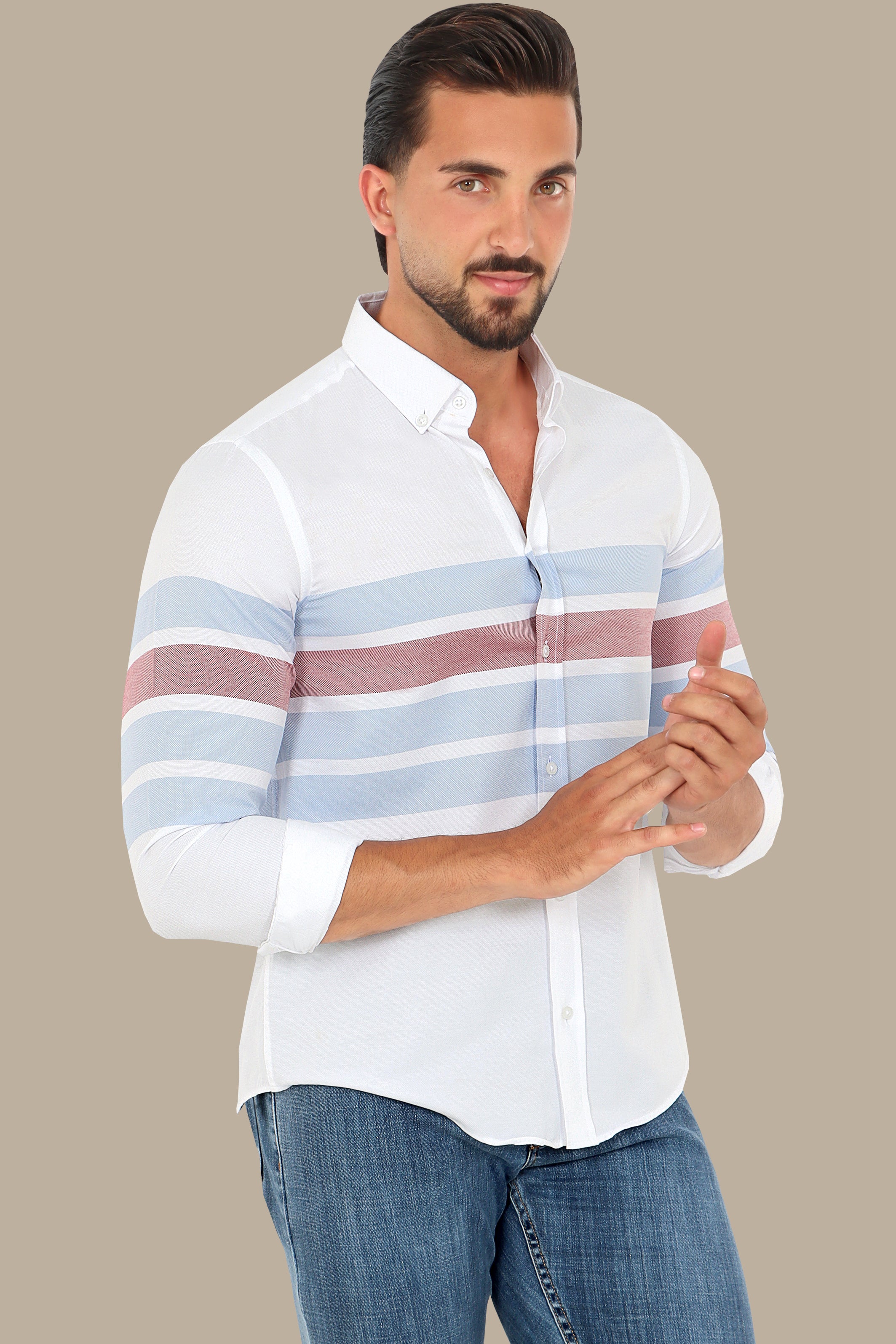 Ocean Breeze: Blue Wide Striped Shirt