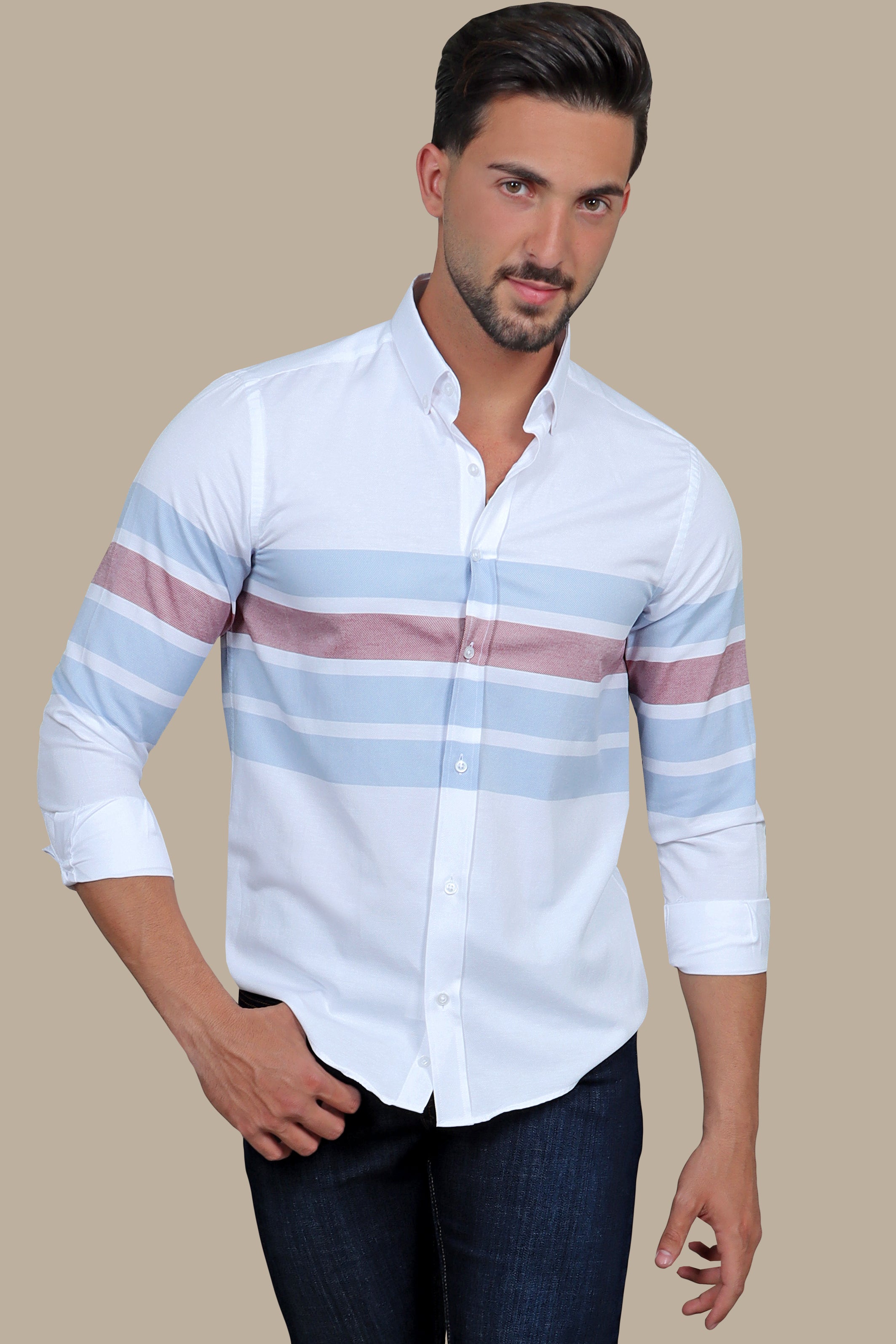 Ocean Breeze: Blue Wide Striped Shirt