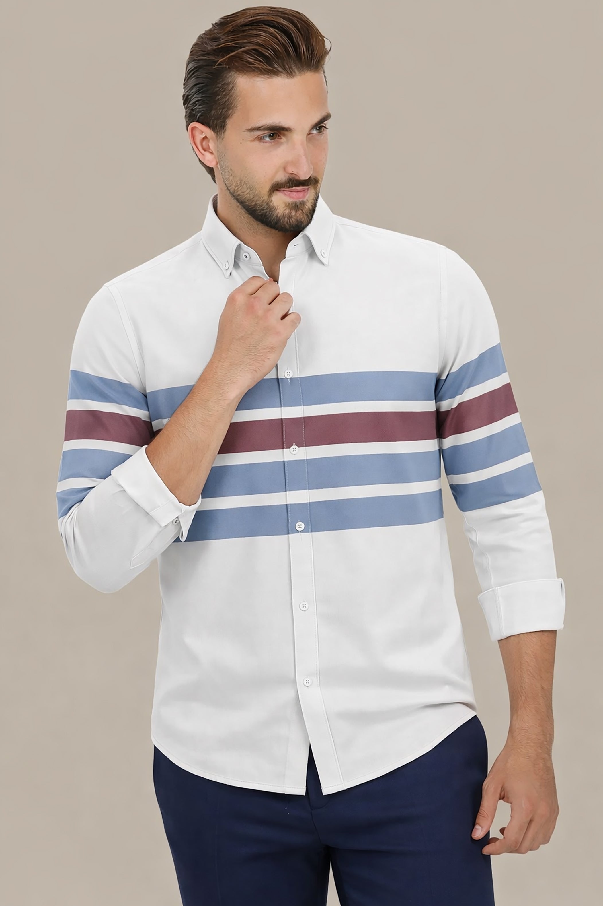 Ocean Breeze: Blue Wide Striped Shirt