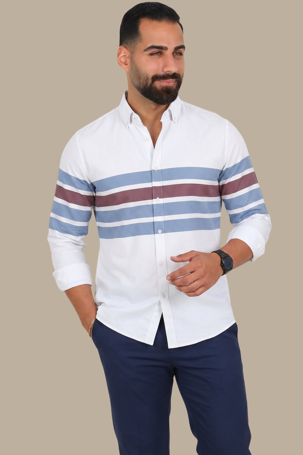 Ocean Breeze: Blue Wide Striped Shirt