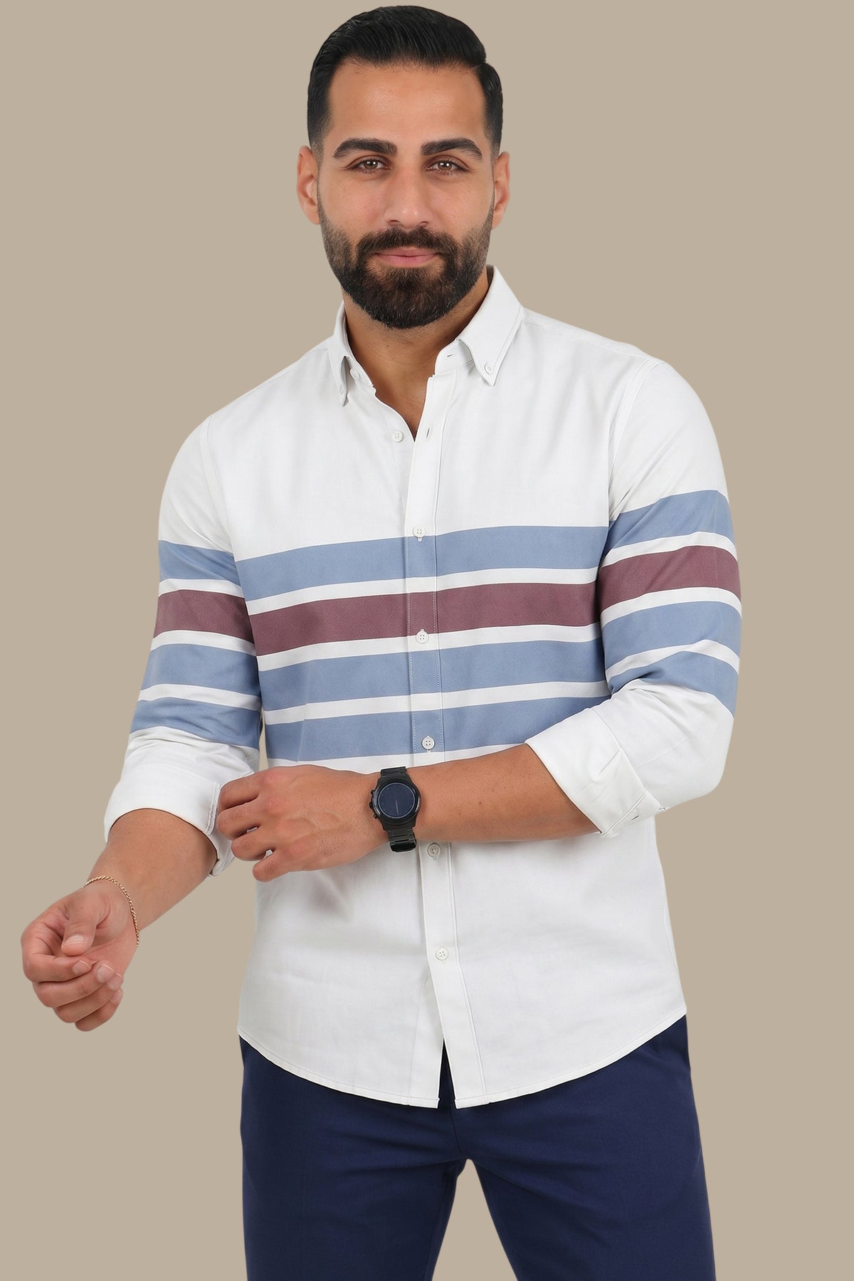 Ocean Breeze: Blue Wide Striped Shirt
