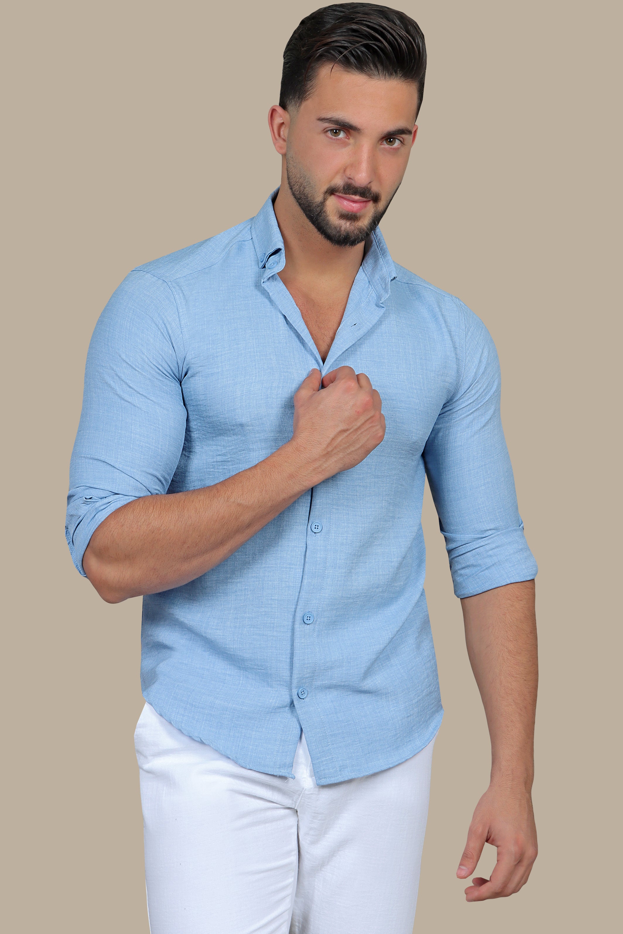 Light Blue Linen Shirt: Classic Style in Long & Short Sleeves