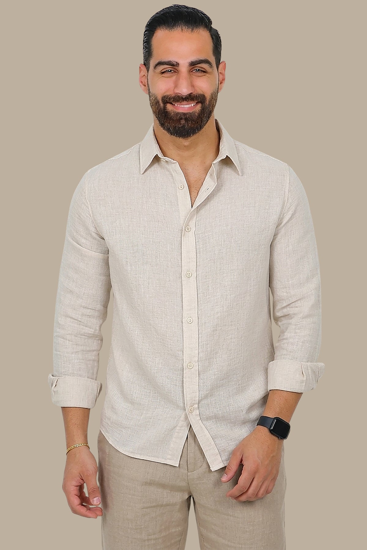 Linen Plain Long Sleeve Shirt
