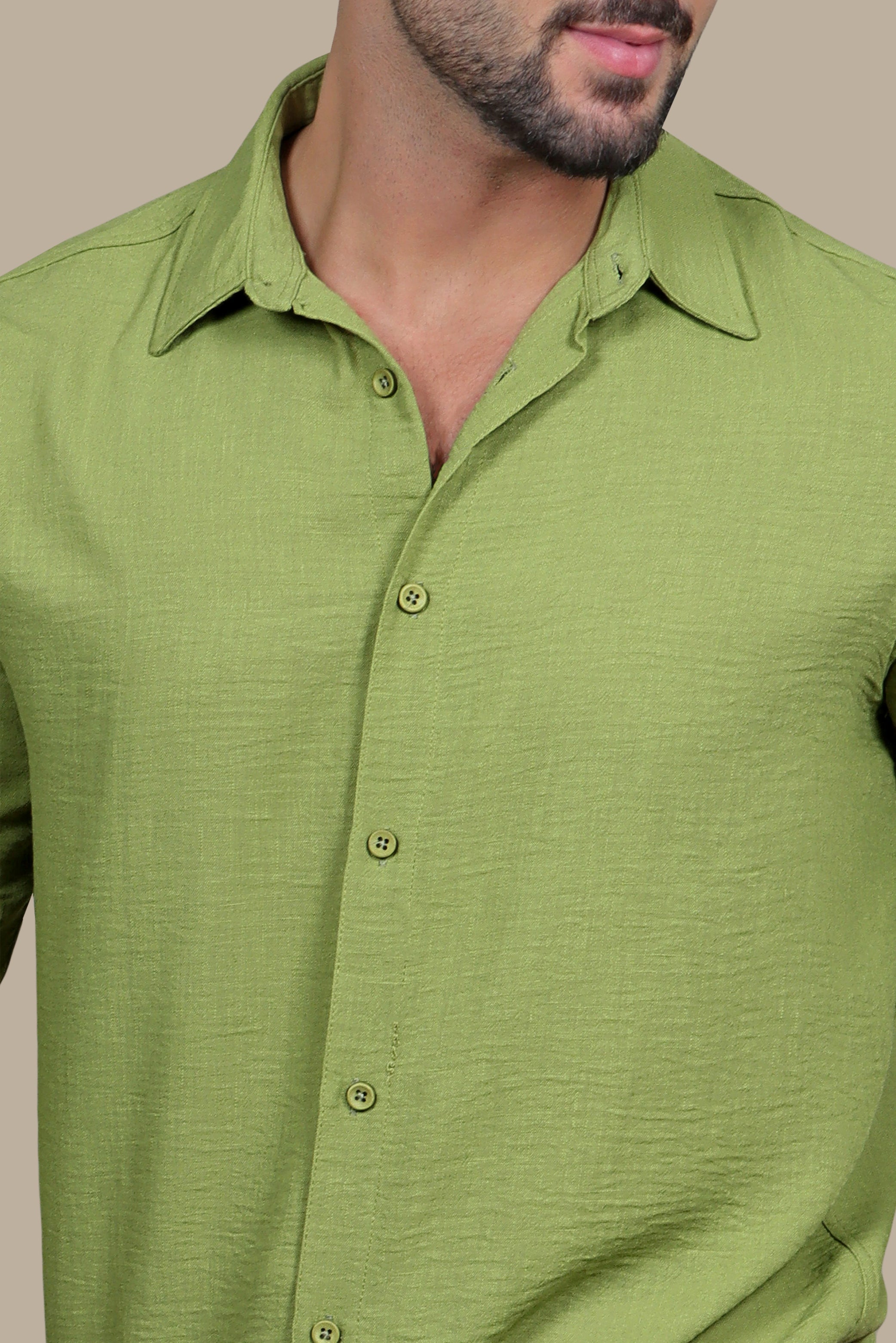 Pistachio Perfection: Linen Long Sleeve Shirt