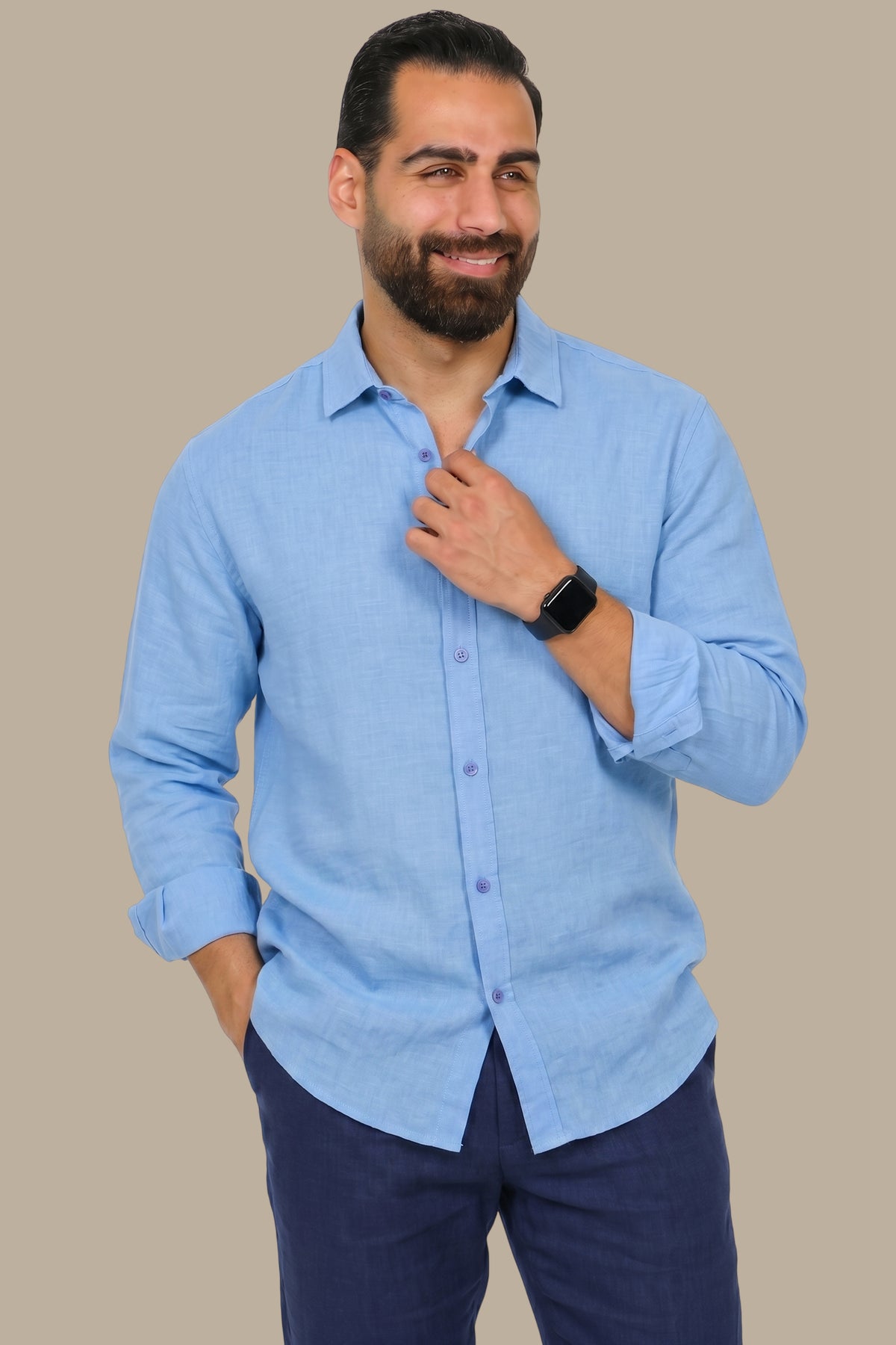 Linen Plain Long Sleeve Shirt