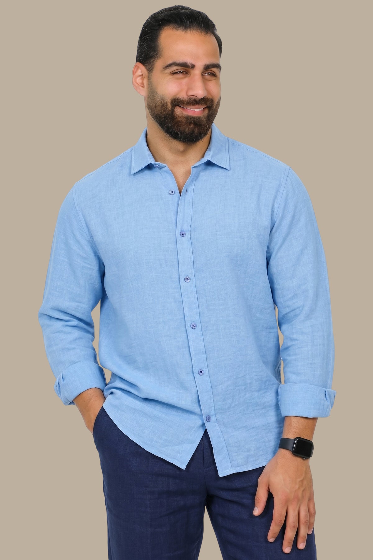 Linen Plain Long Sleeve Shirt