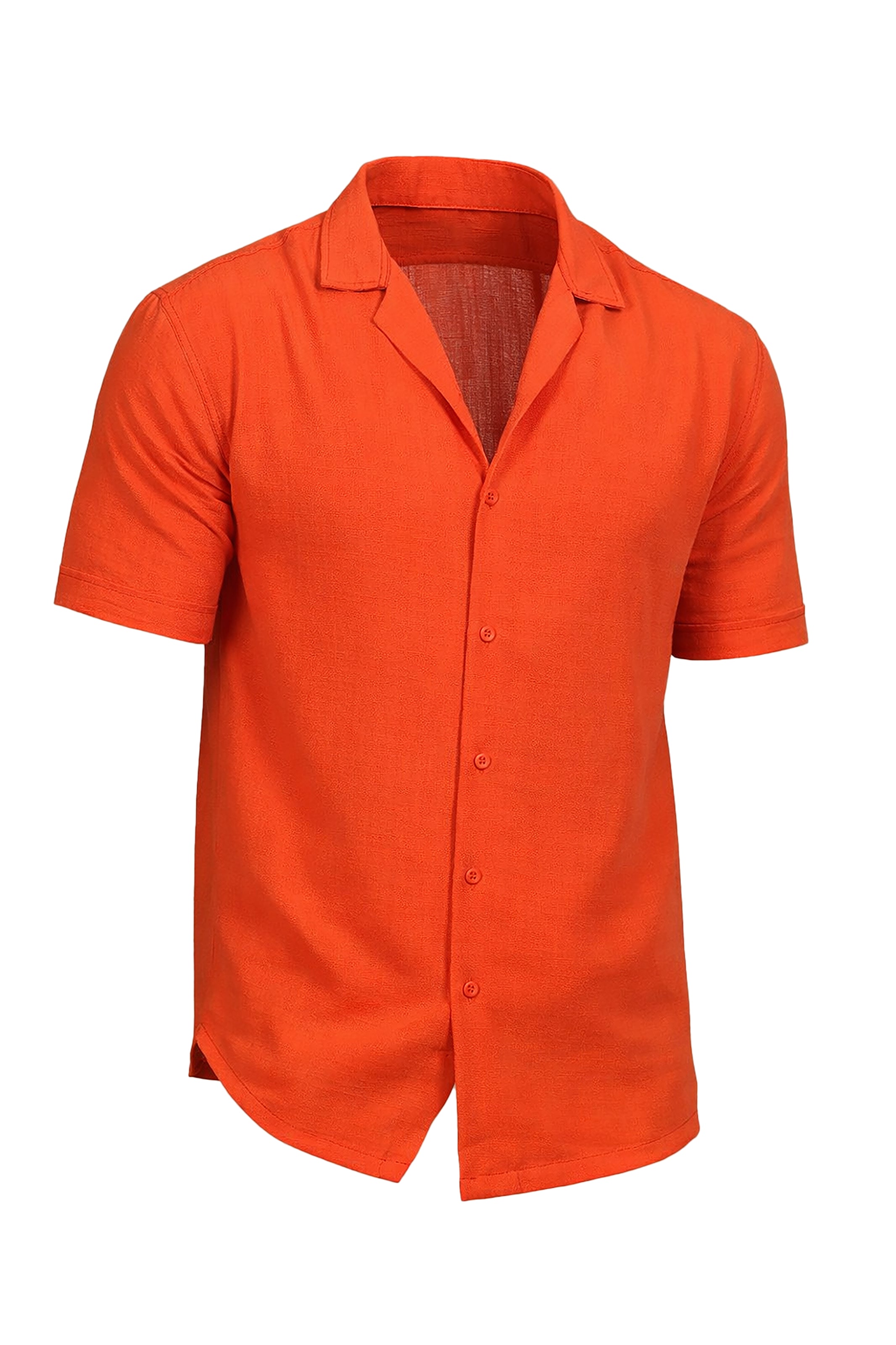 Coral Breeze: Linen Elegance in Short Sleeve Shirt