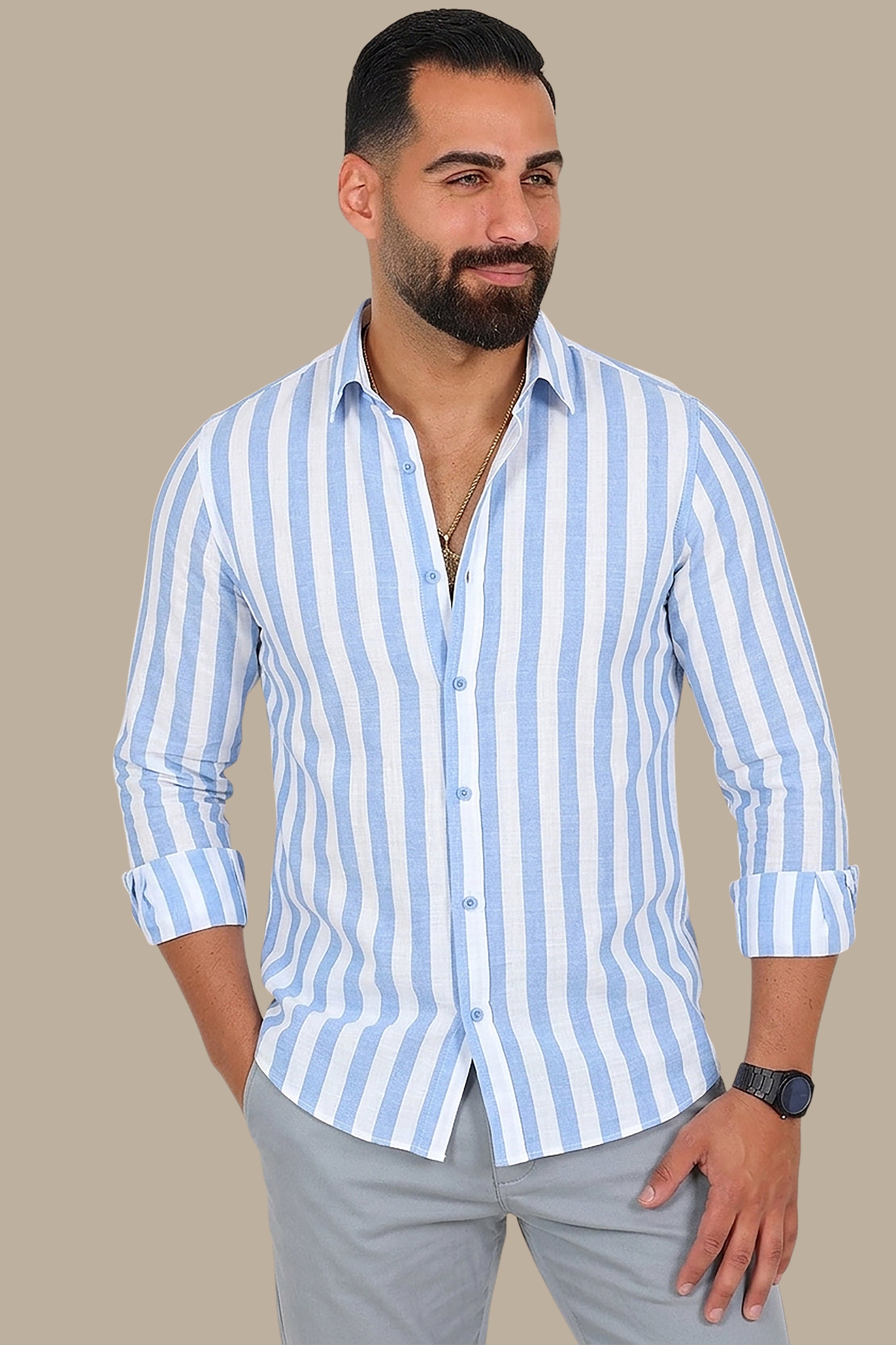 Blue Skies Stripes: Linen Shirt with a Nautical Twist